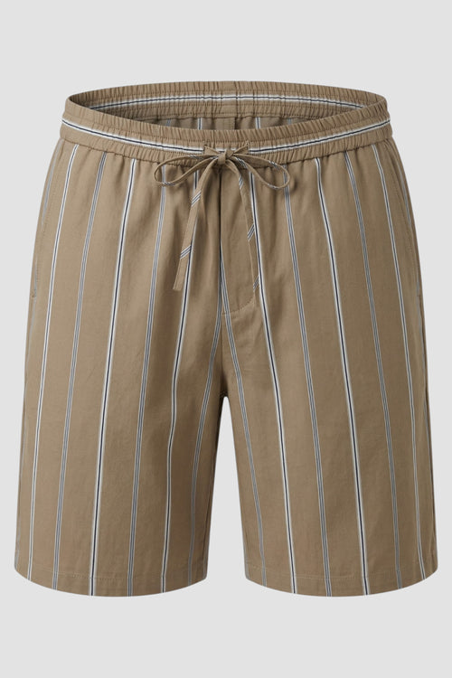 Striped cotton Bermuda shorts with elastic waistband