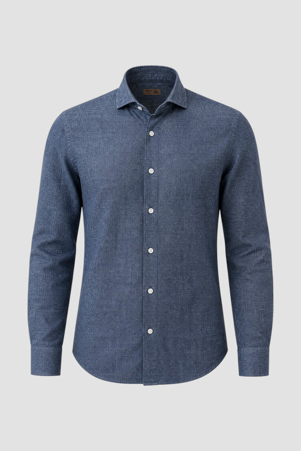 Camicia in lino e cotone denim - 1