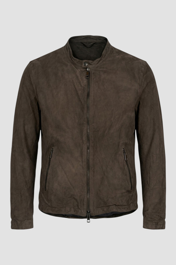 Giacca in pelle con collo coreana - 1