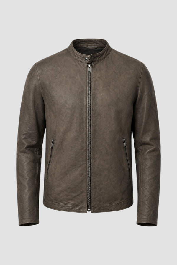 Giacca in pelle con collo coreana - 1