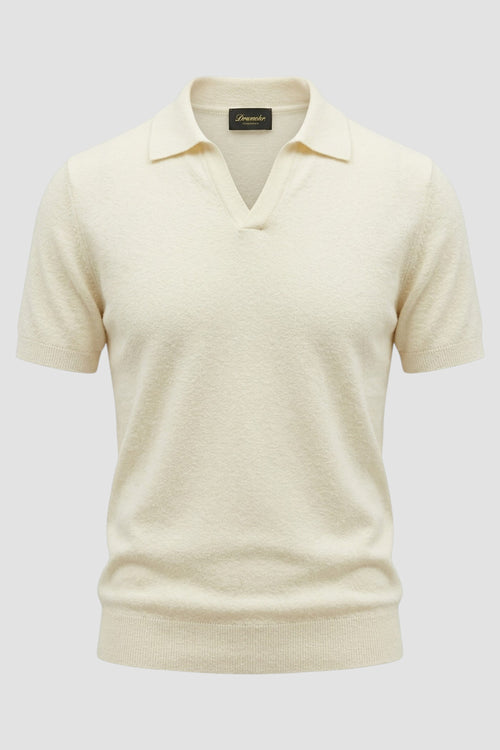 Knitted polo shirt with V-neck