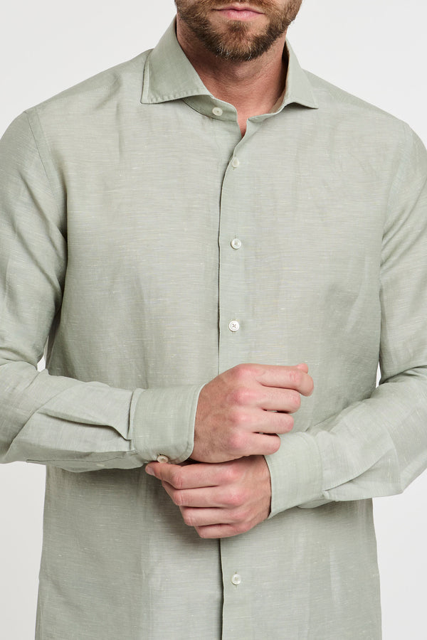 Xacus Wool and Linen Blend Green Shirt - 2