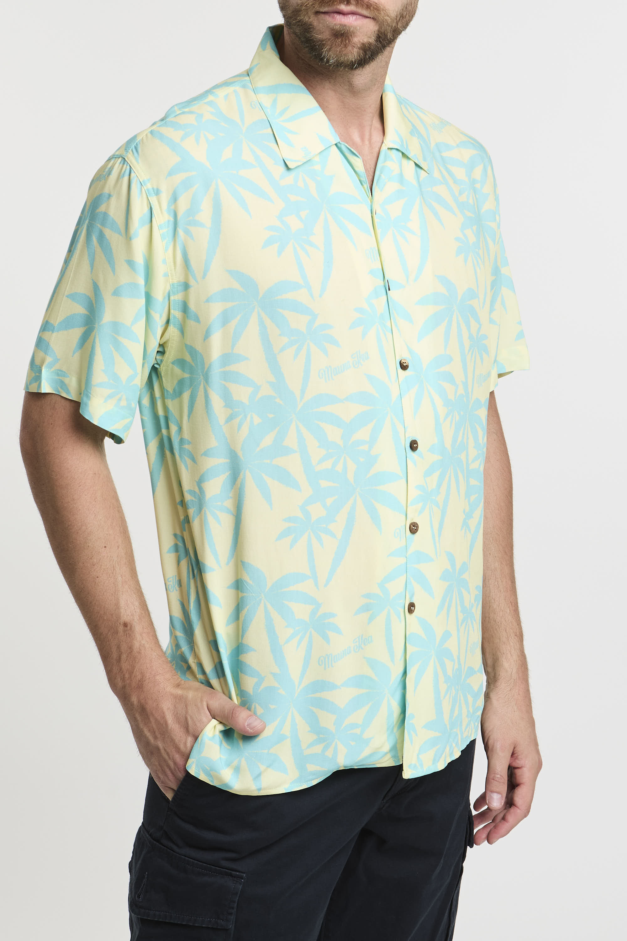 Mauna Kea Hemd mit All-Over-Druck Viskose Gelb-4