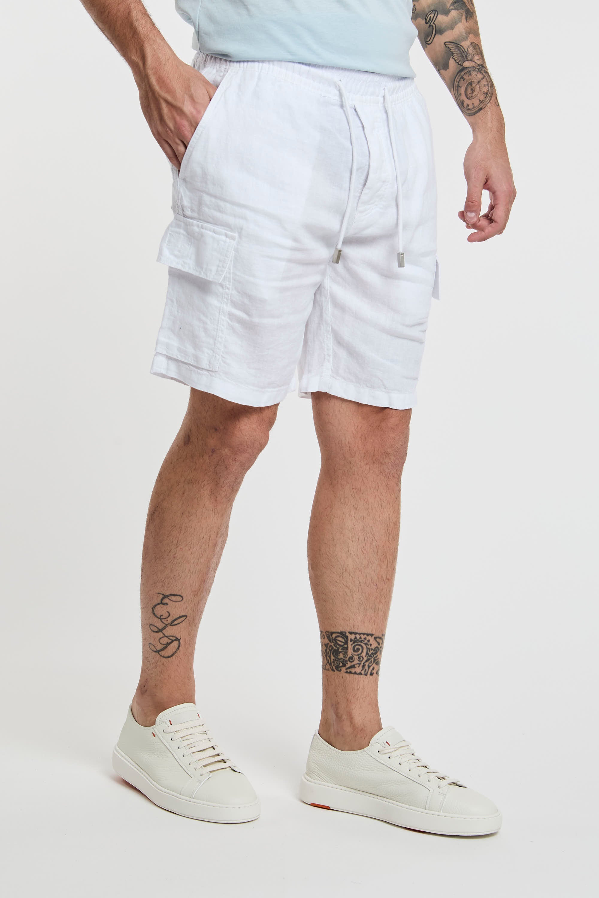 Vilebrequin Linen Bermuda Shorts in White-5