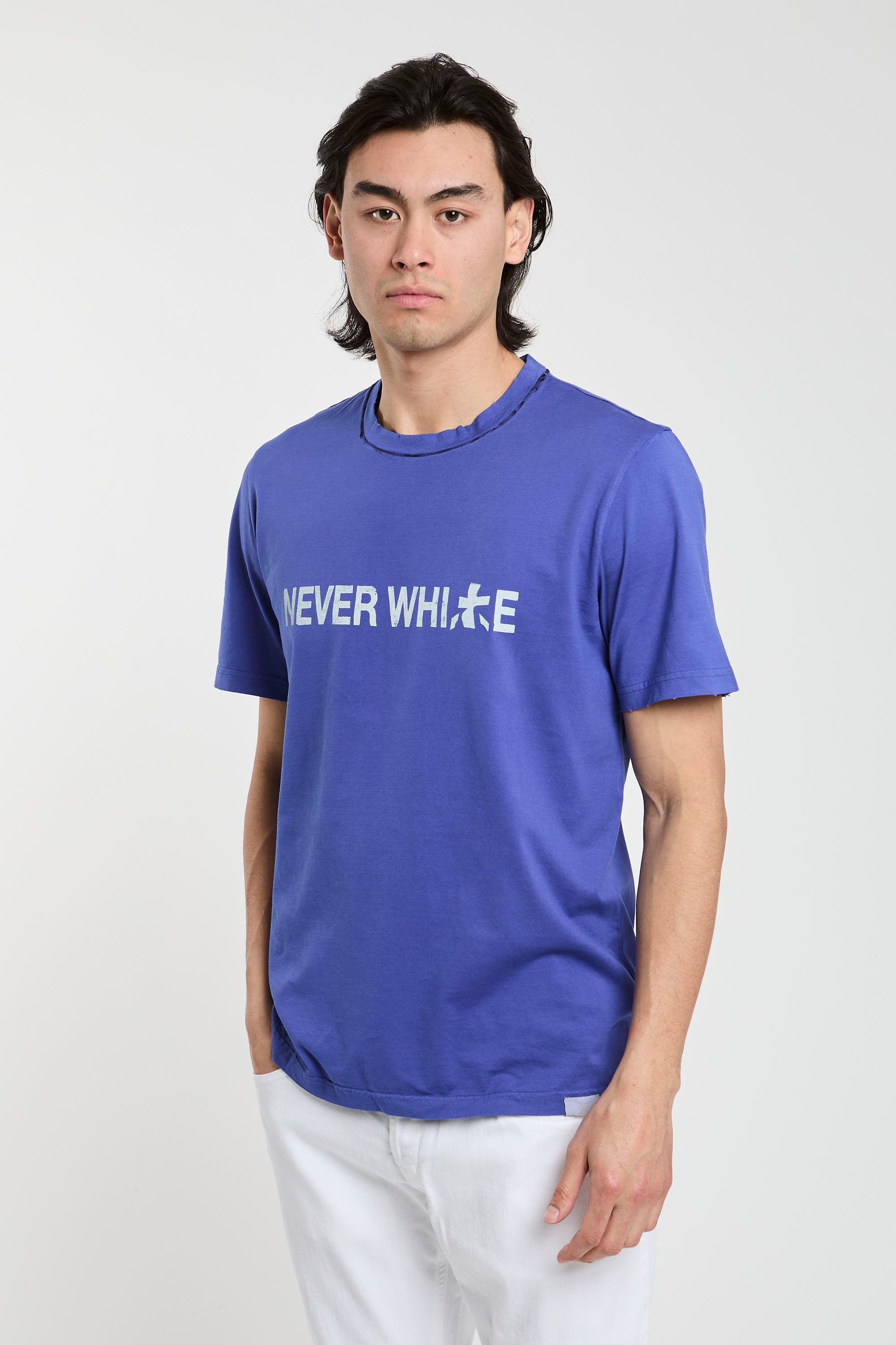 Premiata T-shirt 'Never White' Cotton Blue-1