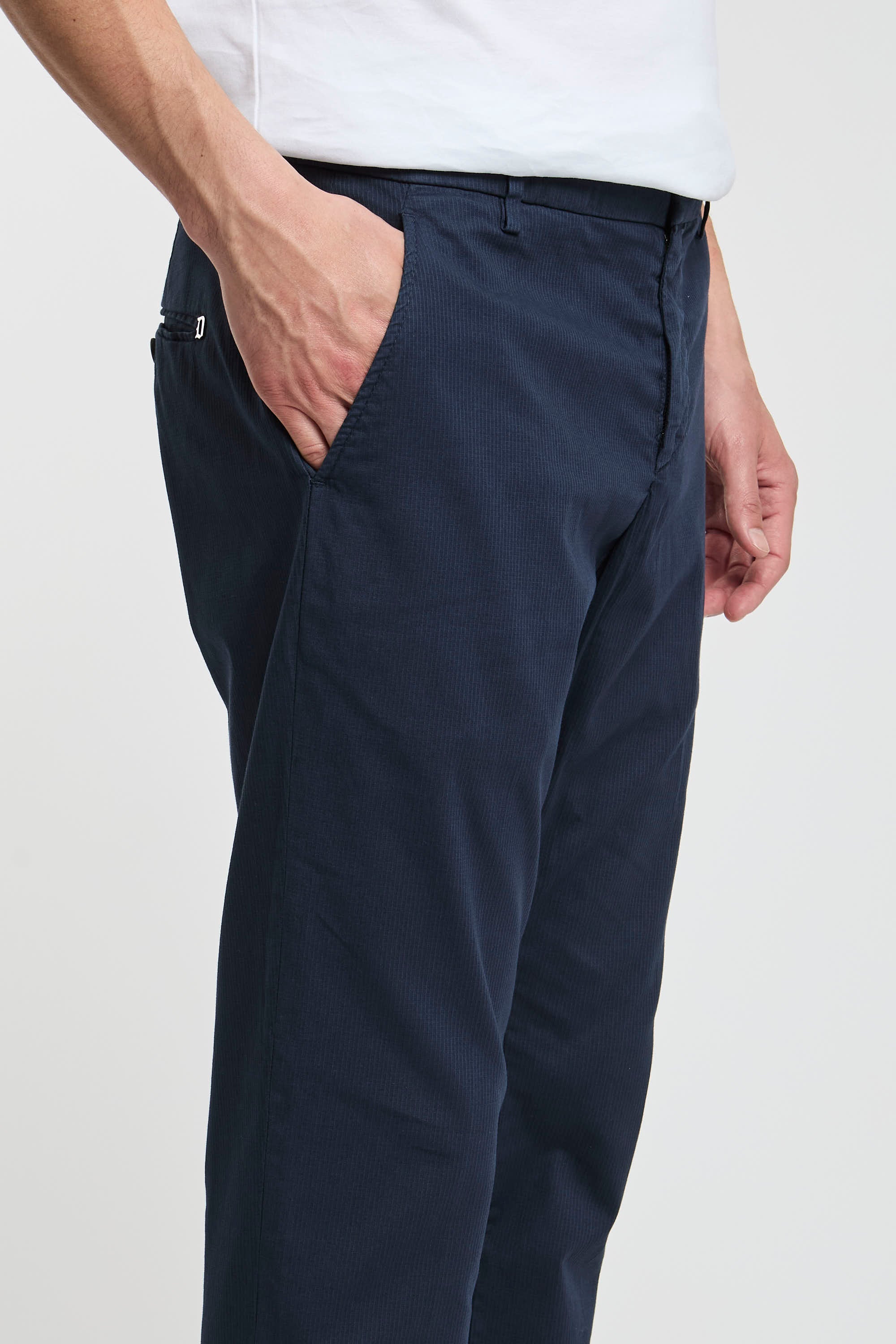Dondup Gaubert Cotton/Elastane Blue Trousers-5