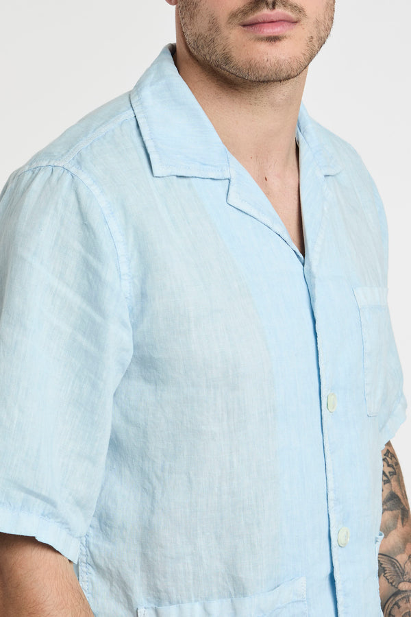 Aspesi Linen Bowling Shirt in Blue - 5