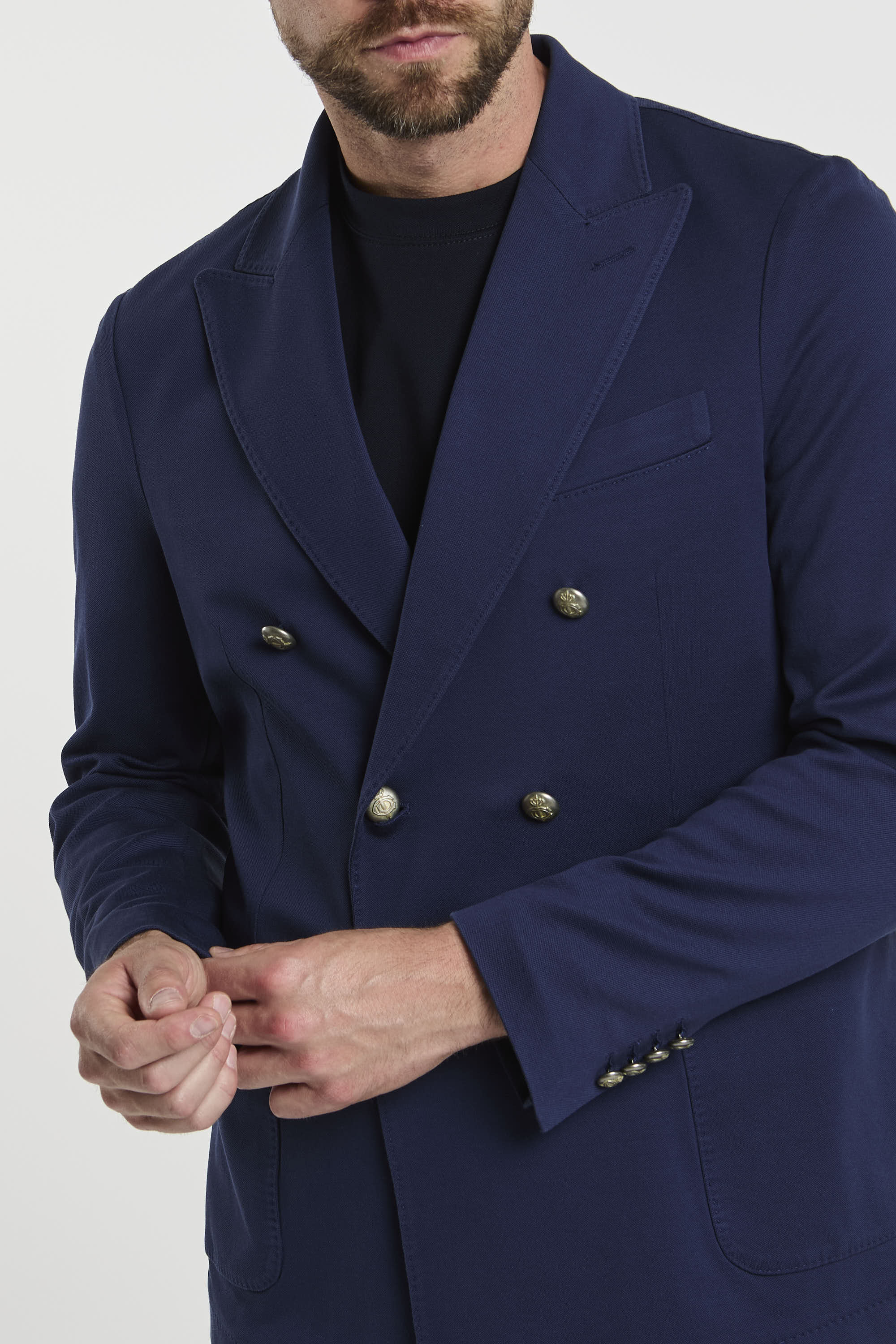 Circolo 1901 Double-breasted Cotton Jacket in Blue-4