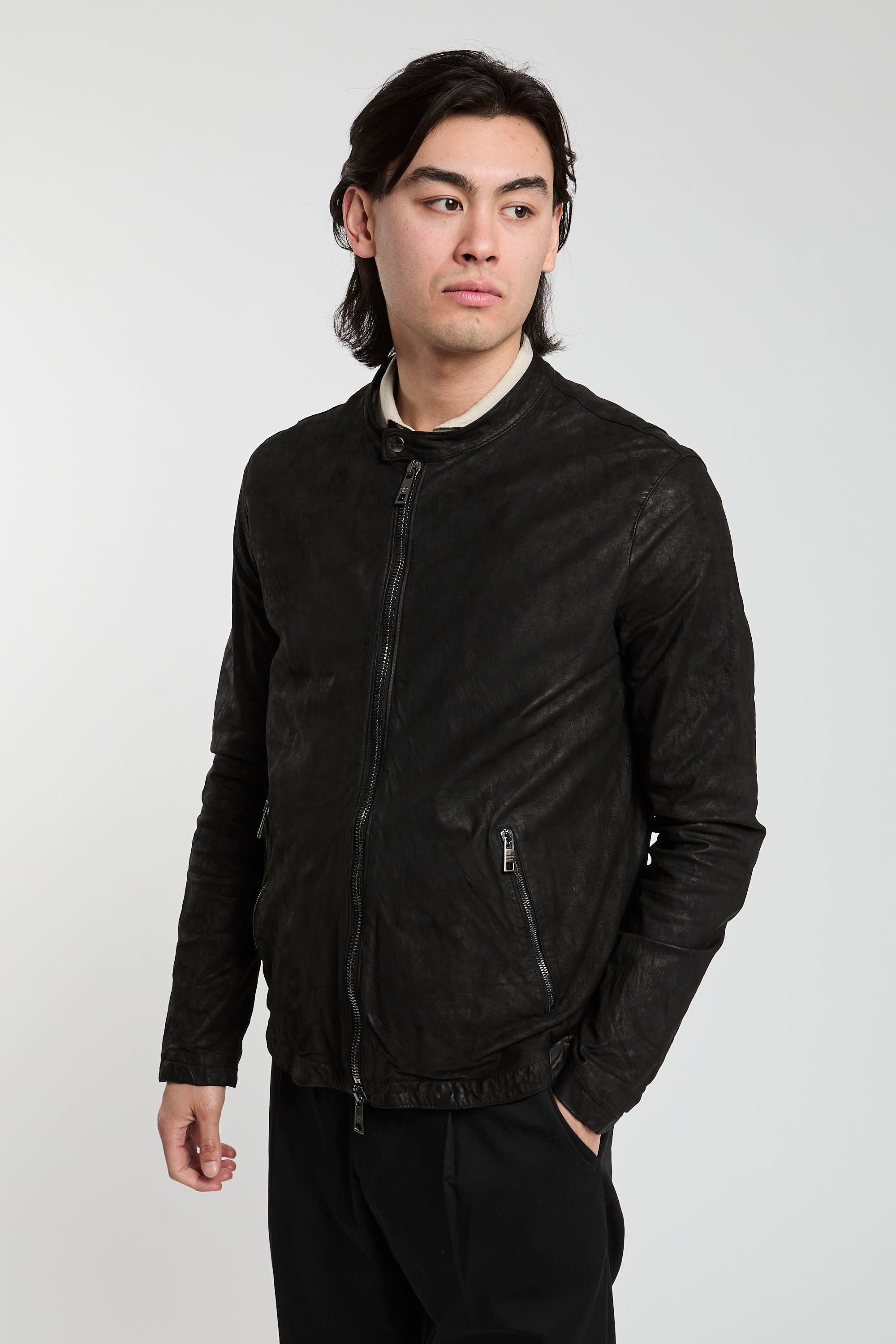 Giorgio Brato Black Leather Jacket-3