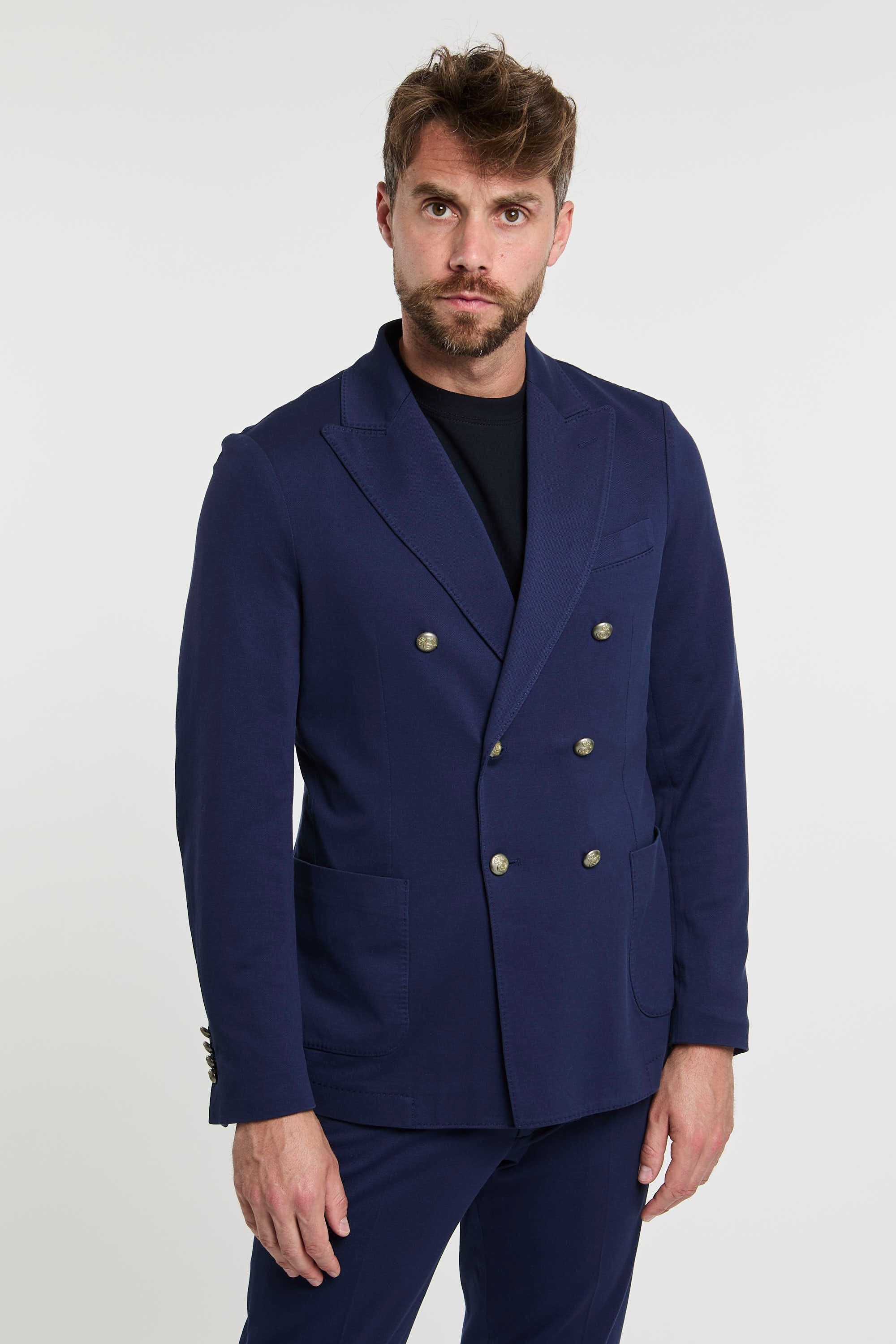 Circolo 1901 Double-breasted Cotton Jacket in Blue-1