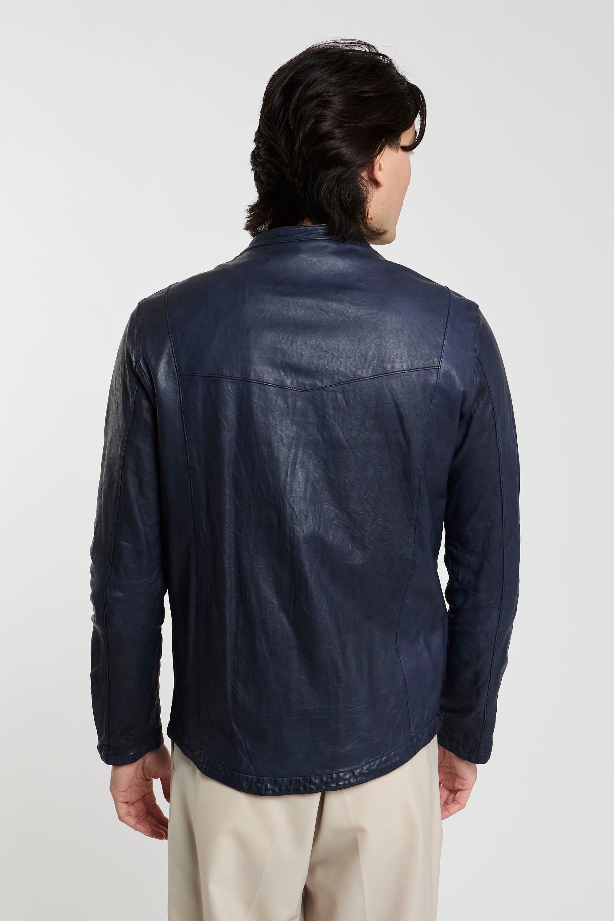 Giorgio Brato Blue Leather Jacket-5