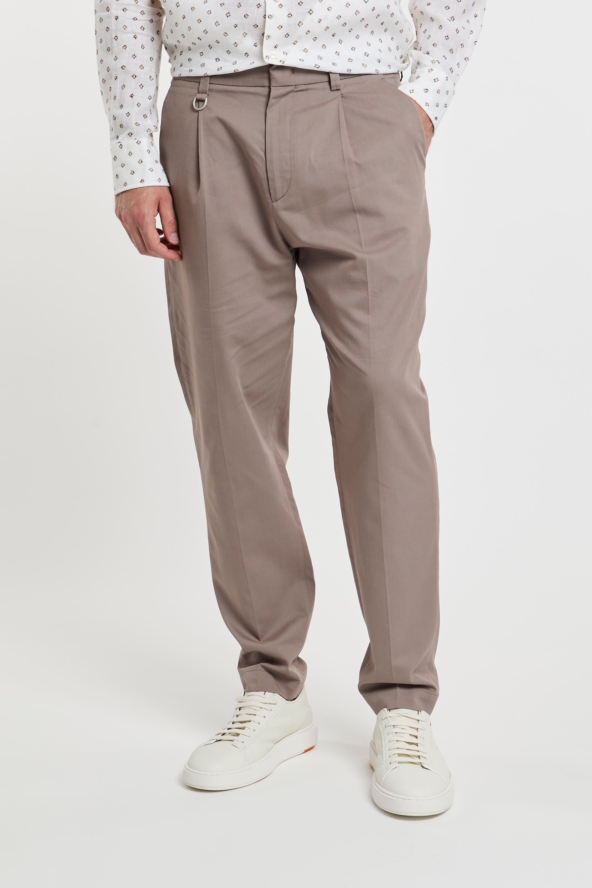 Paolo Pecora Cotton Blend Chino Trousers in Taupe-1