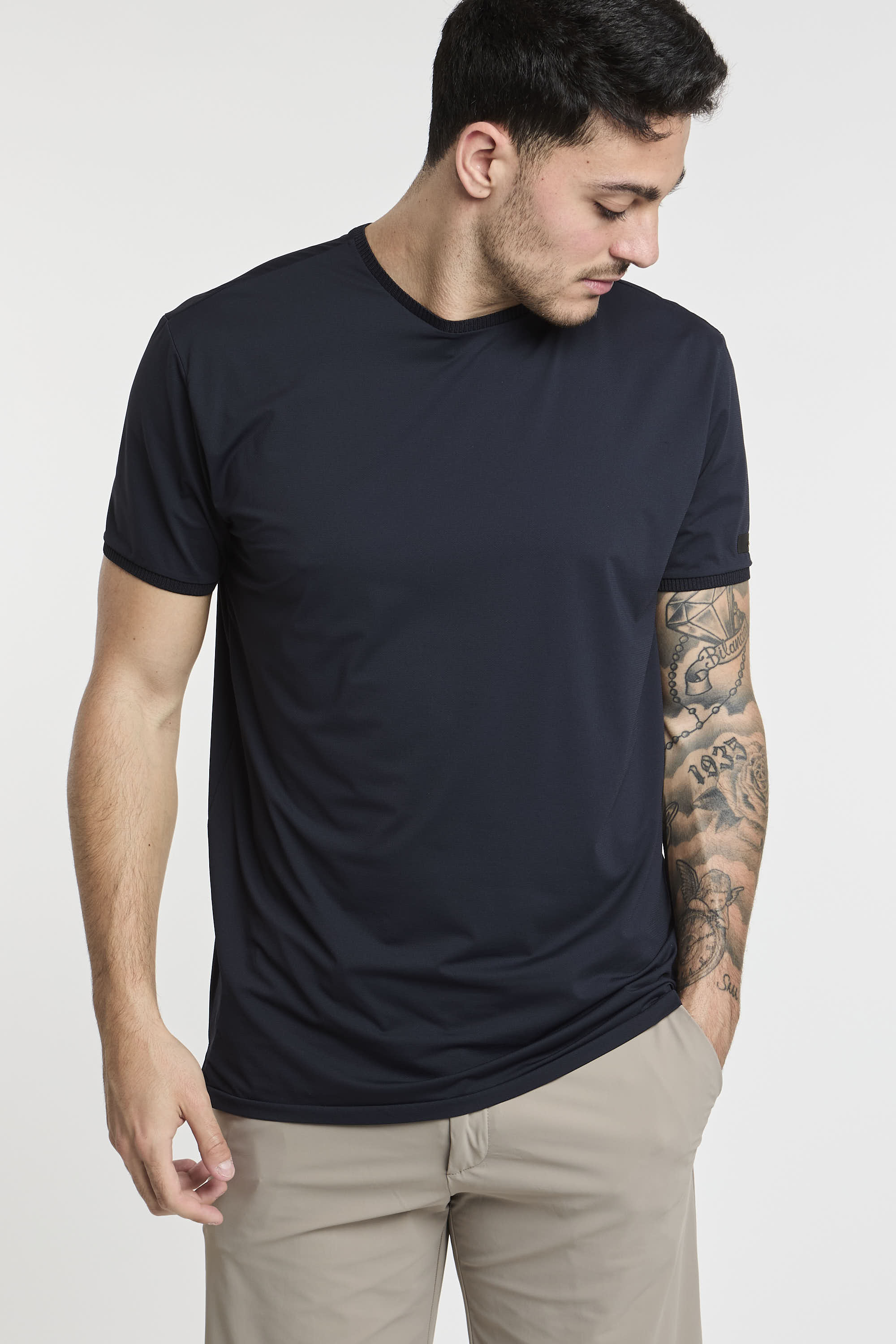 RRD Oxford-Stretch-T-Shirt in Blau-4