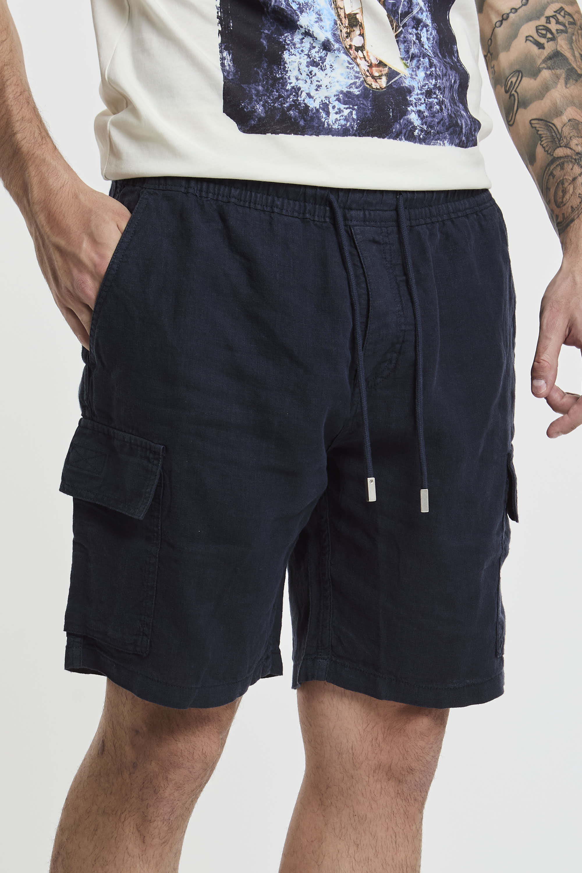 Vilebrequin Blue Linen Bermuda Shorts-4