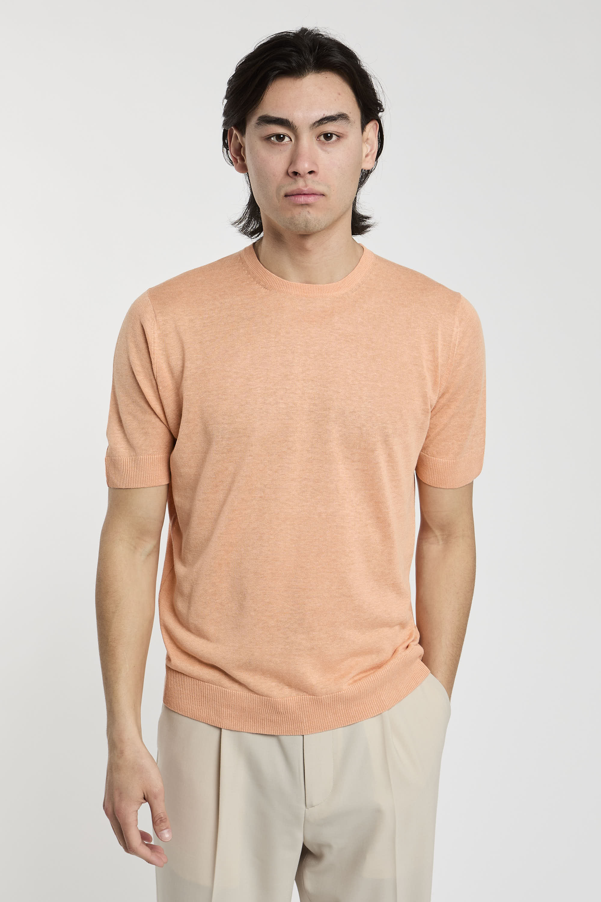 Filippo De Laurentiis Silk/Linen Pink T-Shirt-1