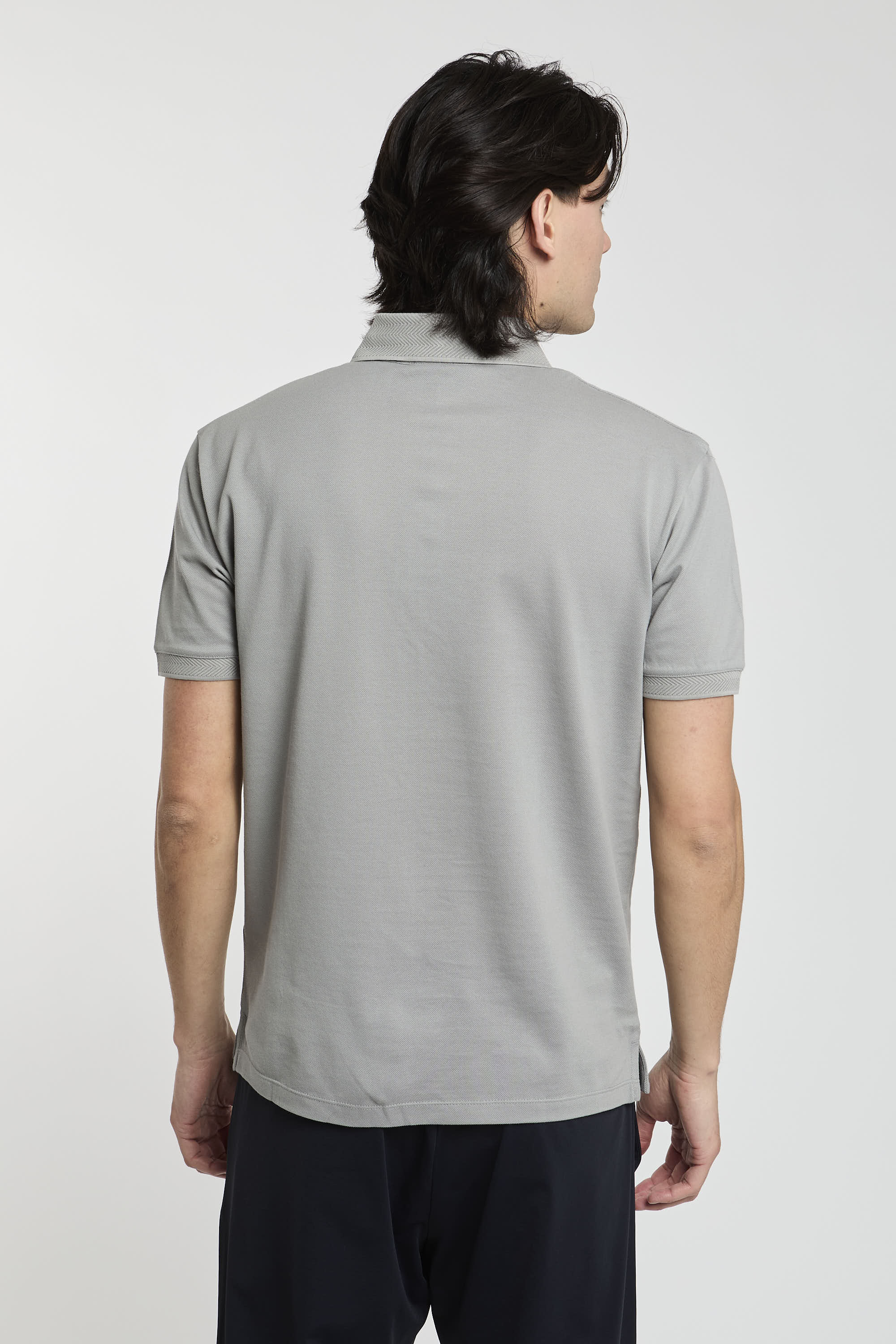 Emporio Armani Mercercized Grey Polo Shirt-5