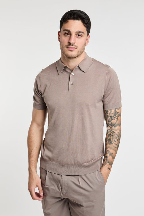 Paolo Pecora Silk and Cotton Blend Polo in Taupe