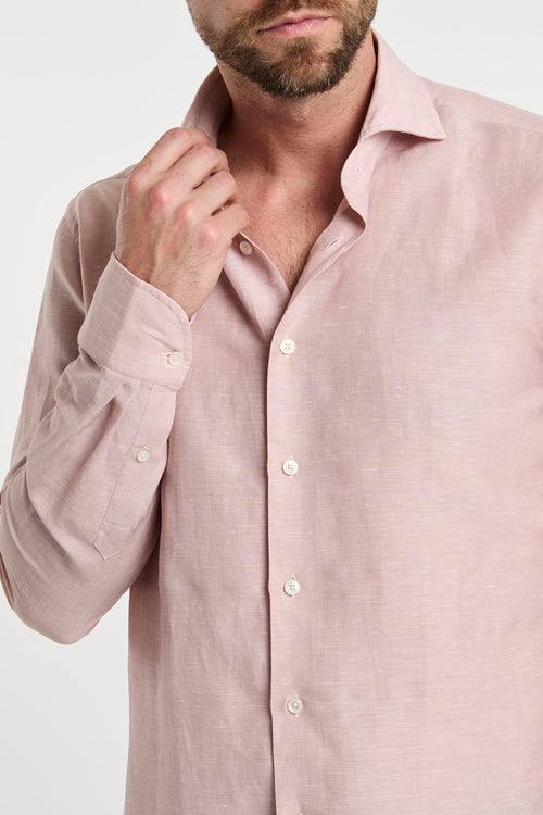 Xacus Wool and Linen Blend Pink Shirt