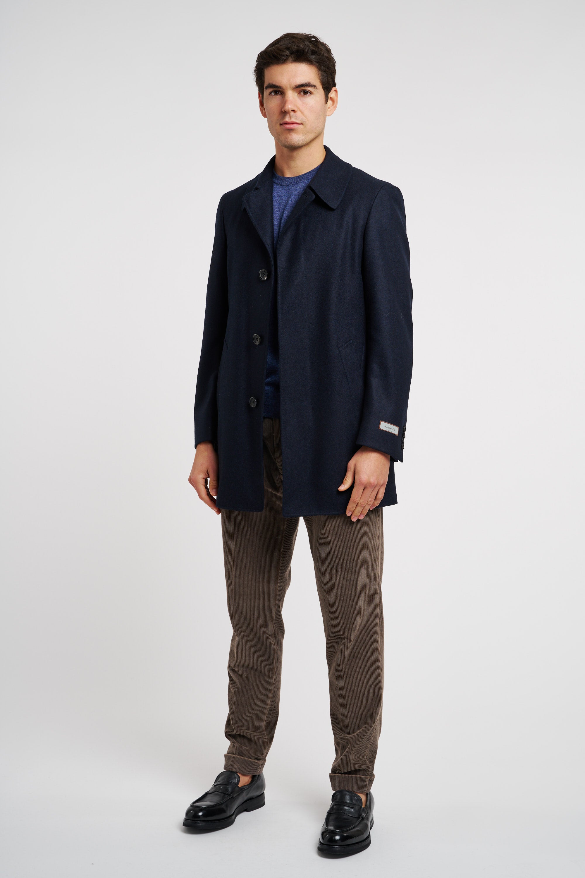 Canali Single-breasted Wool Blue Coat-7