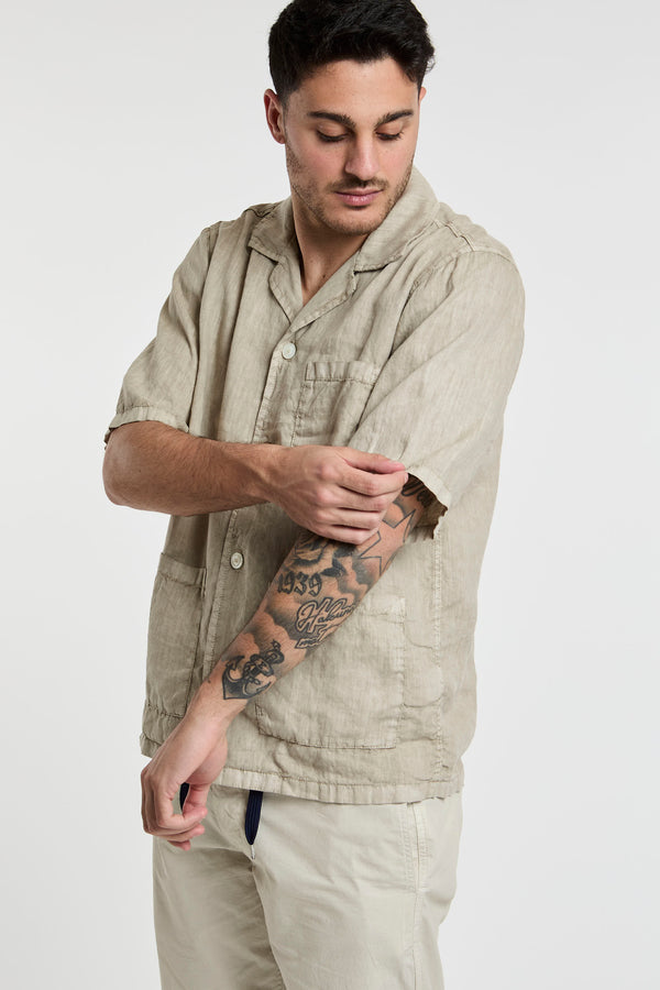 Aspesi Bowling Shirt in Linen Sand - 3