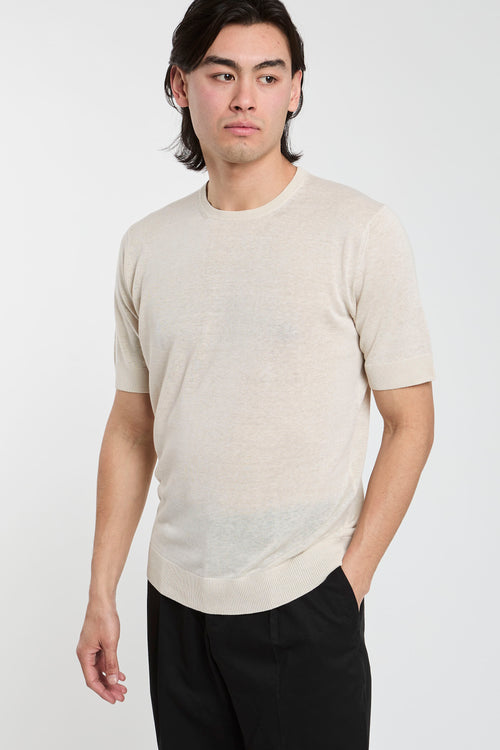 Filippo De Laurentiis Silk/Linen Cream T-Shirt-2