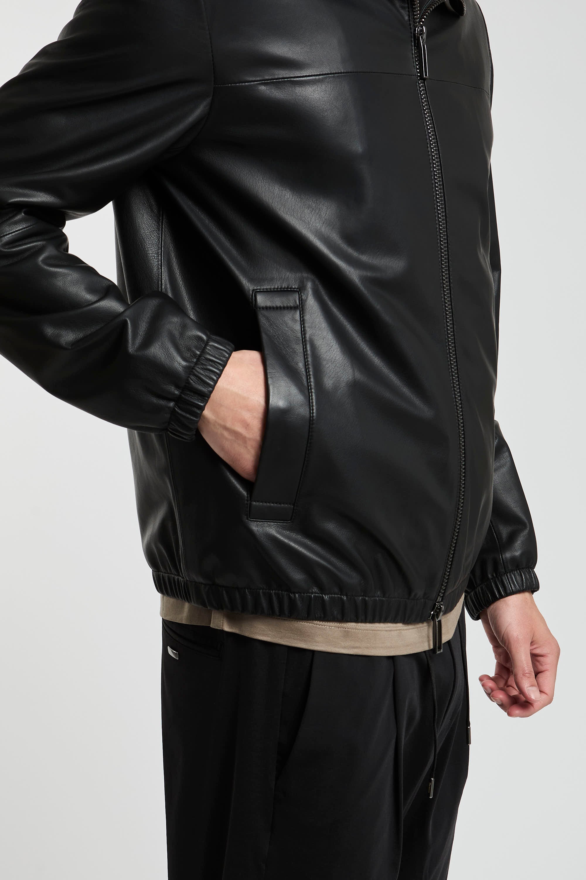 Emporio Armani Black Leather Jacket-5