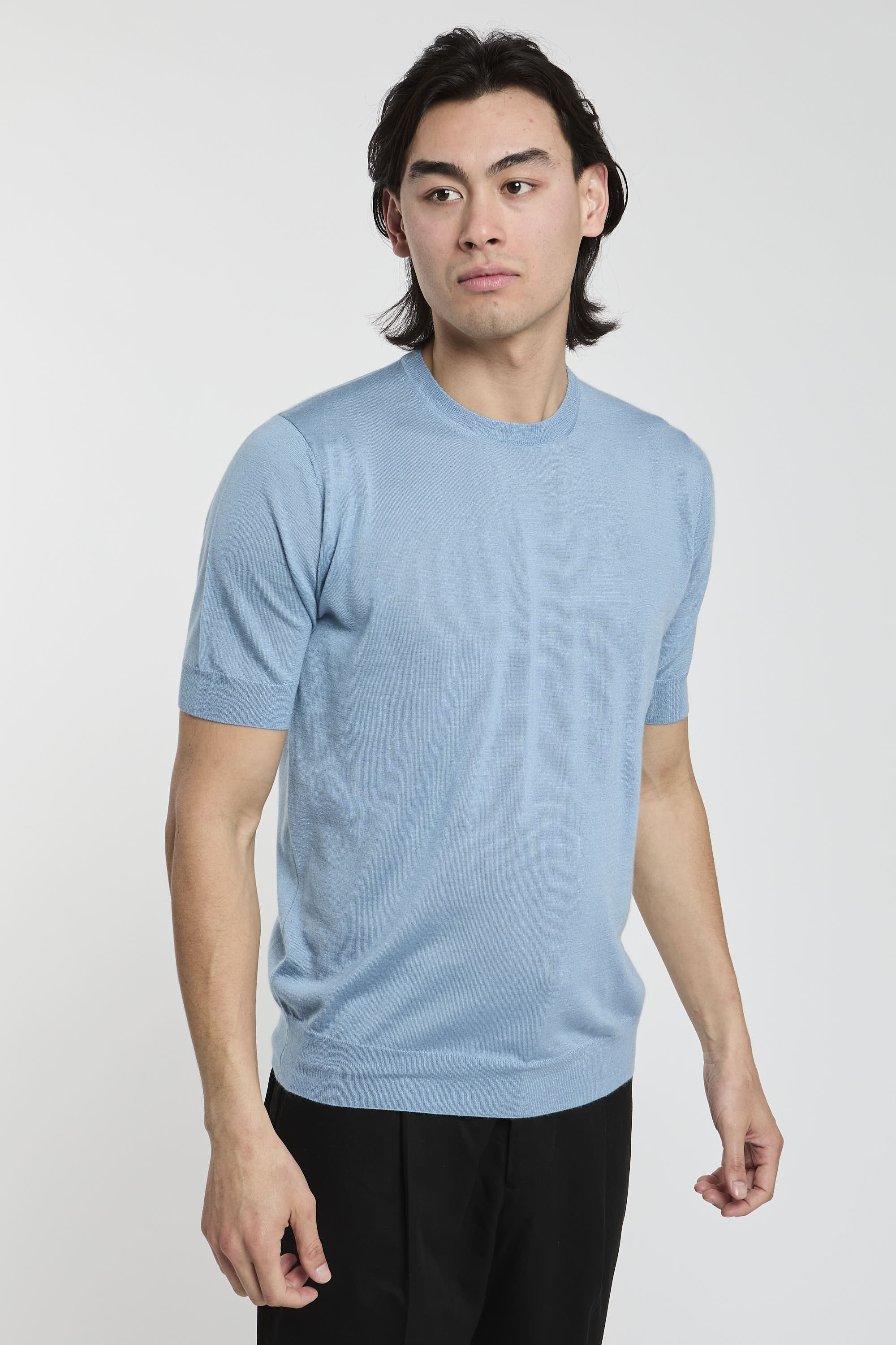 Filippo De Laurentiis Cashmere/Silk Blue T-shirt-1