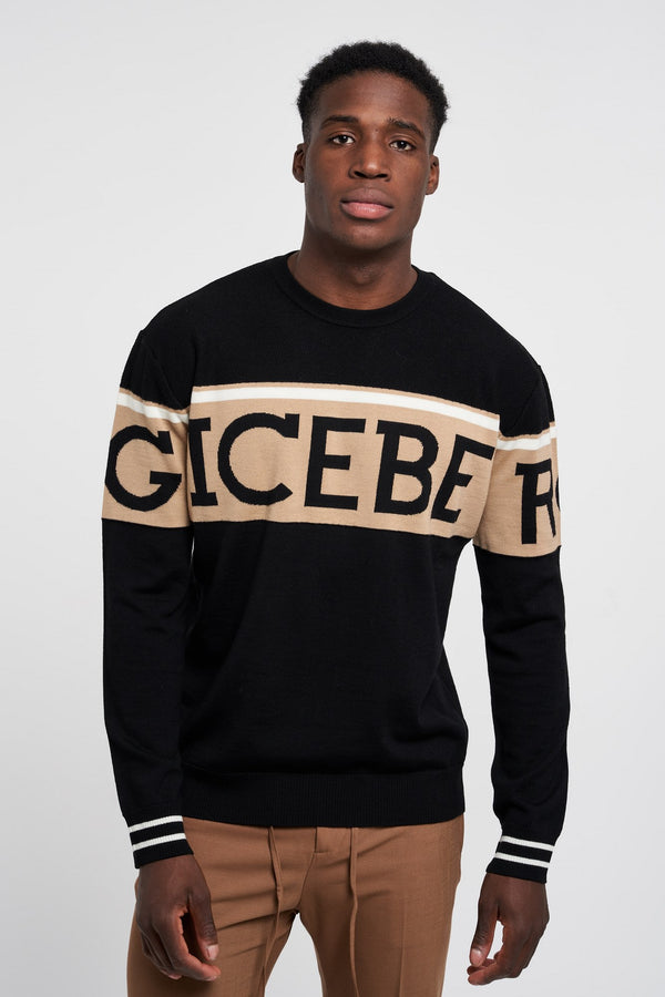 Iceberg Crew Neck Merino Wool Sweater Black - 3