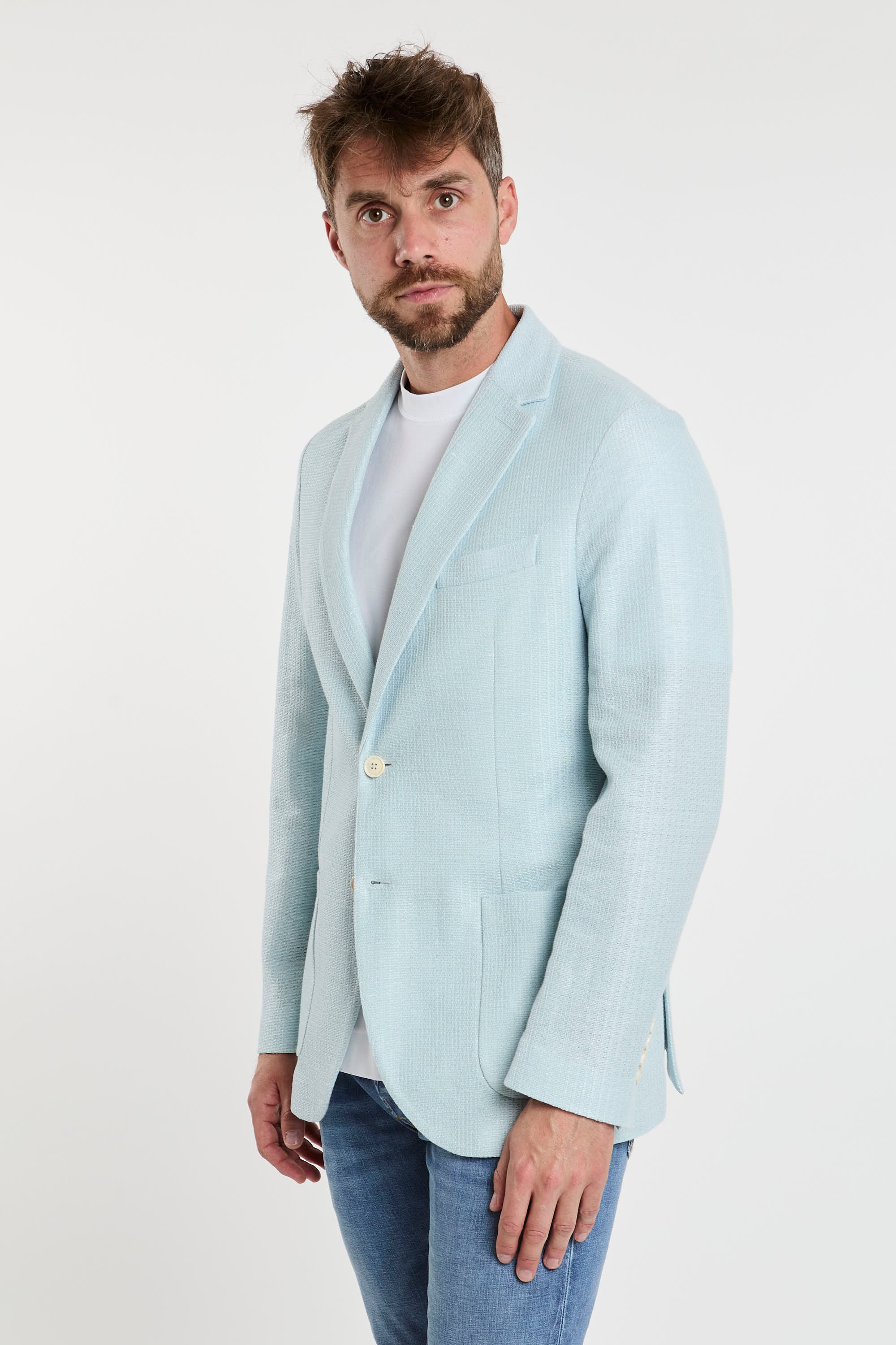 Circolo 1901 Cotton and Linen Blend Jacket Blue-4