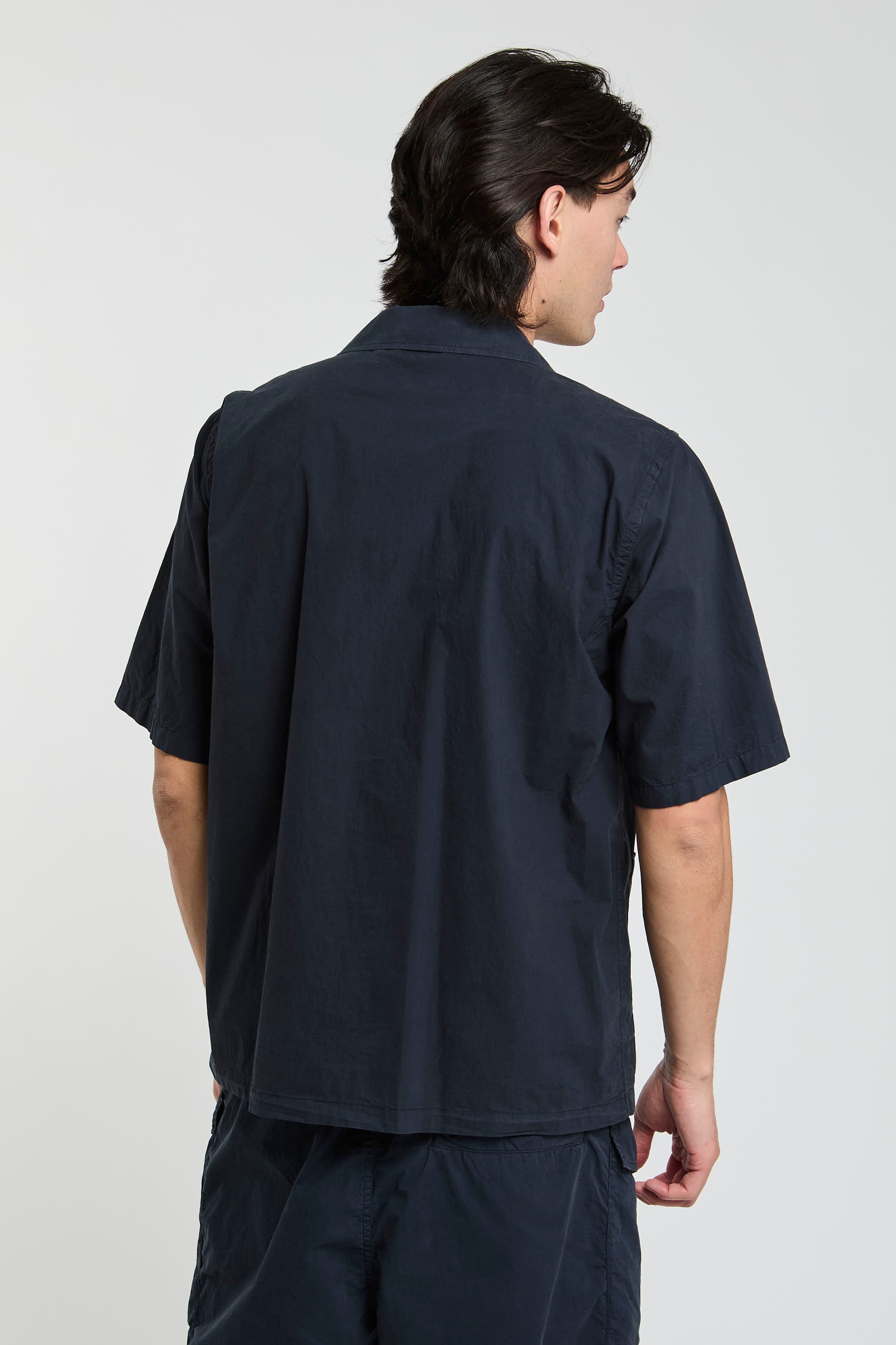 Aspesi Bowling-Hemd aus Baumwoll-Popeline in Blau-4