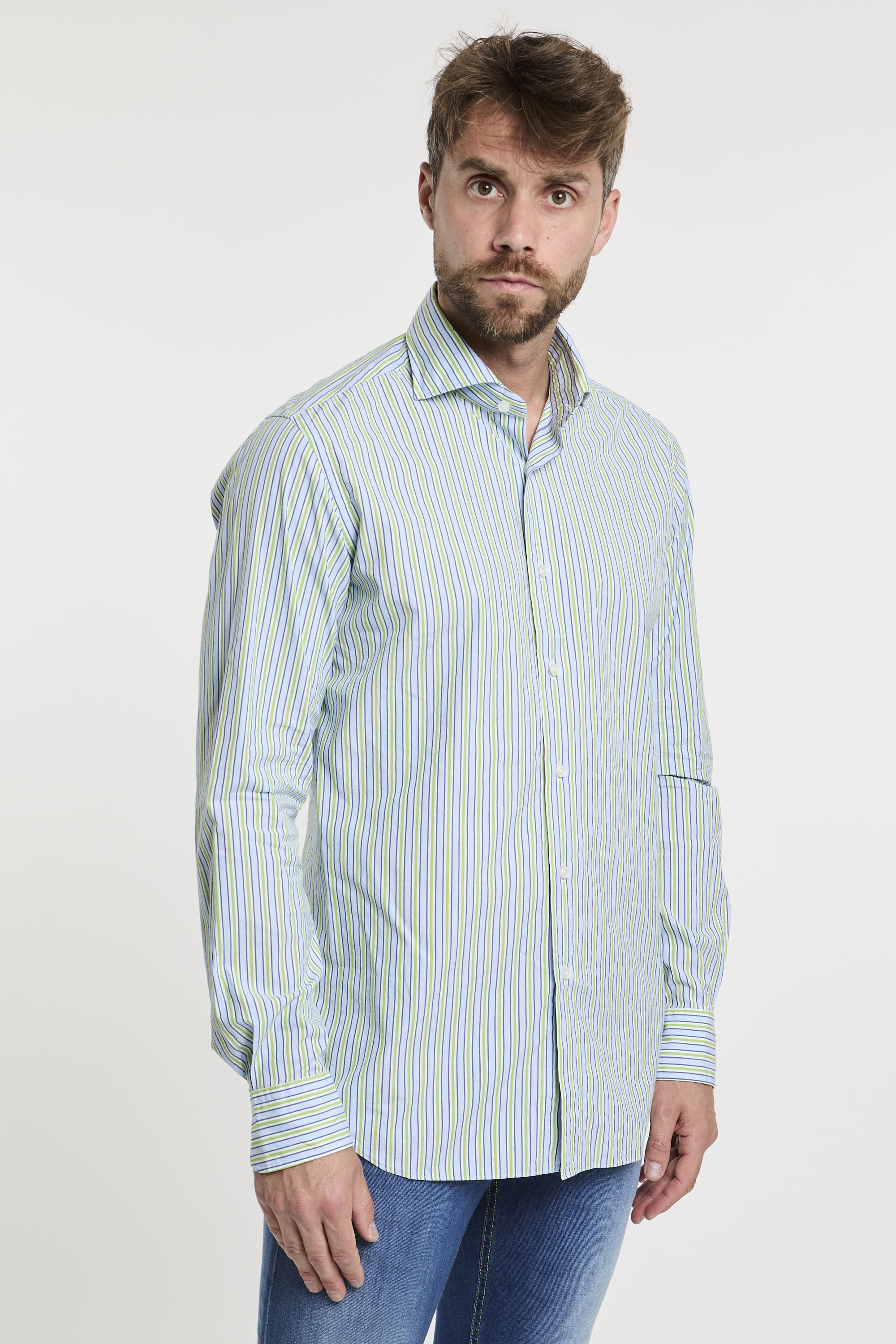 Xacus Blue Striped Cotton Shirt-6