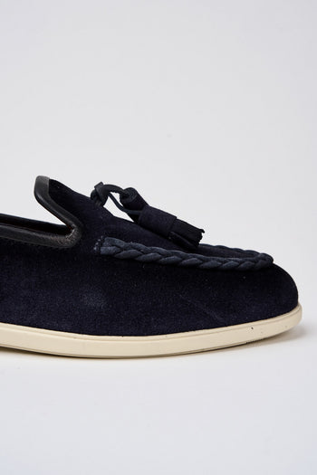 Santoni Blue Suede Loafers - 6