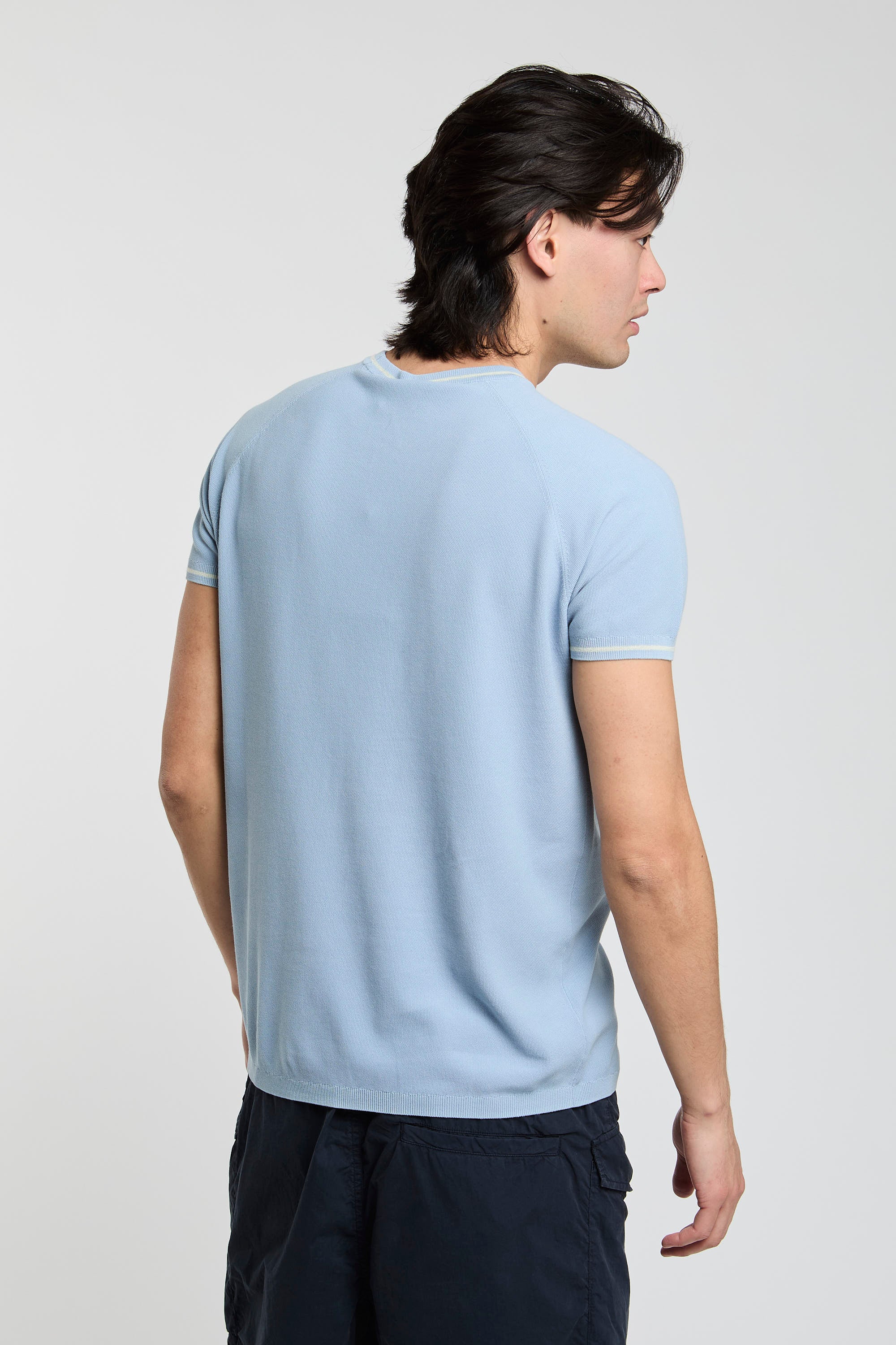 Aspesi T-Shirt aus blauer Baumwollstrick-3