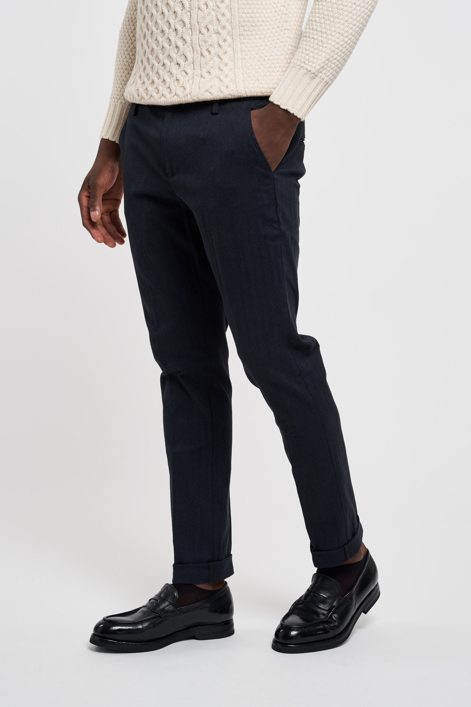 Dondup Gaubert Cotton/Elastane Trousers Blue-1