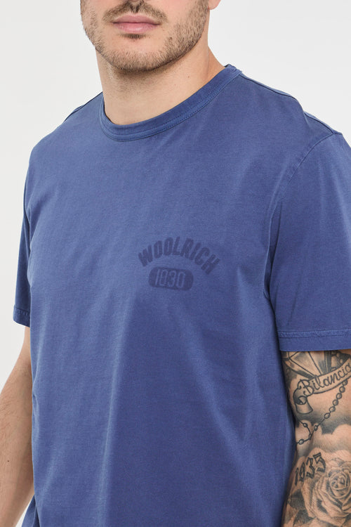 Woolrich Garment-Dyed Pure Cotton Blue T-Shirt-2