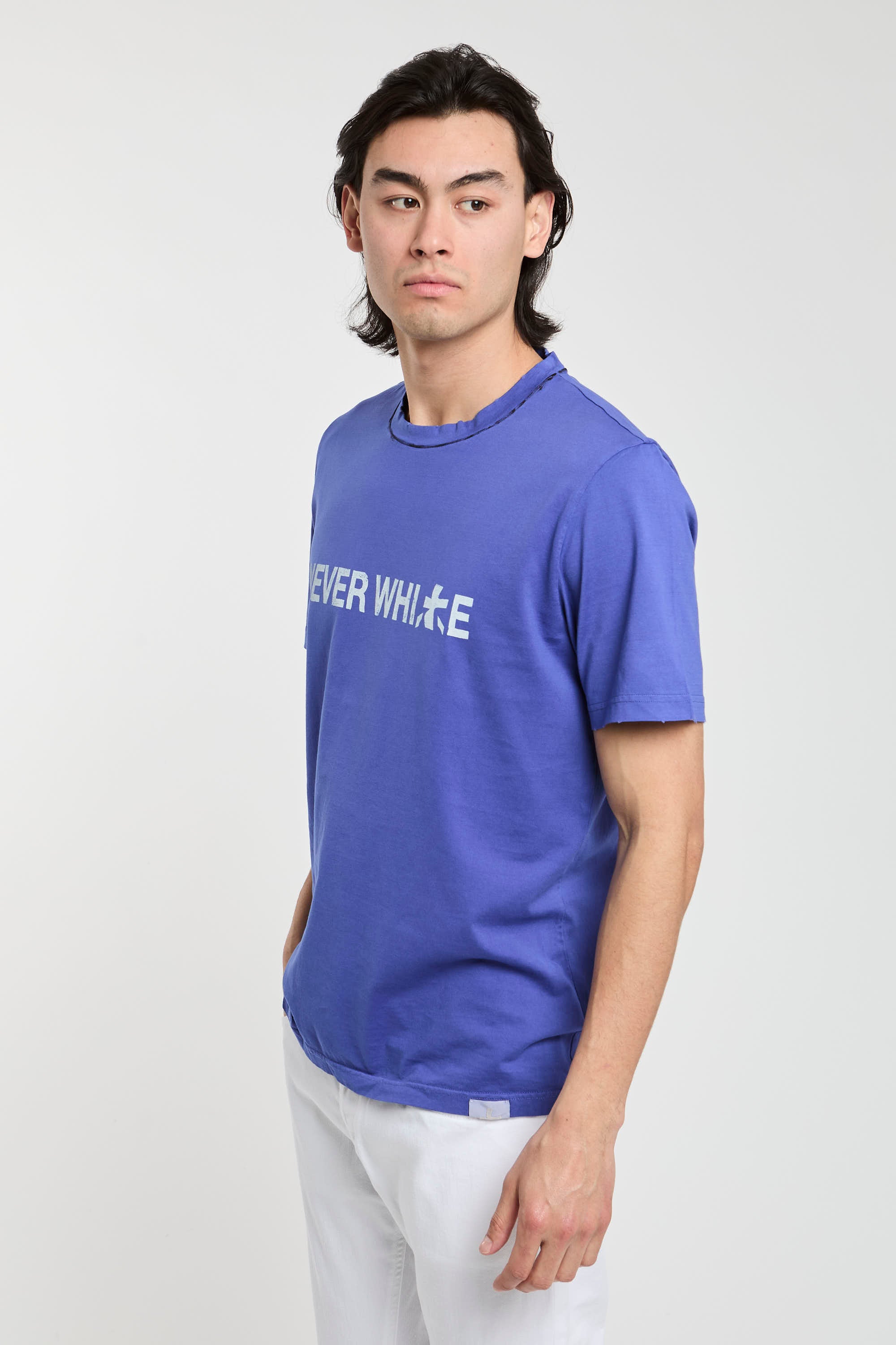 Premiata T-Shirt 'Never White' Baumwolle Blau-3