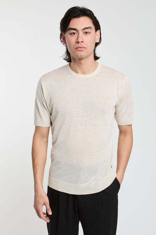 Filippo De Laurentiis Silk/Linen Cream T-Shirt