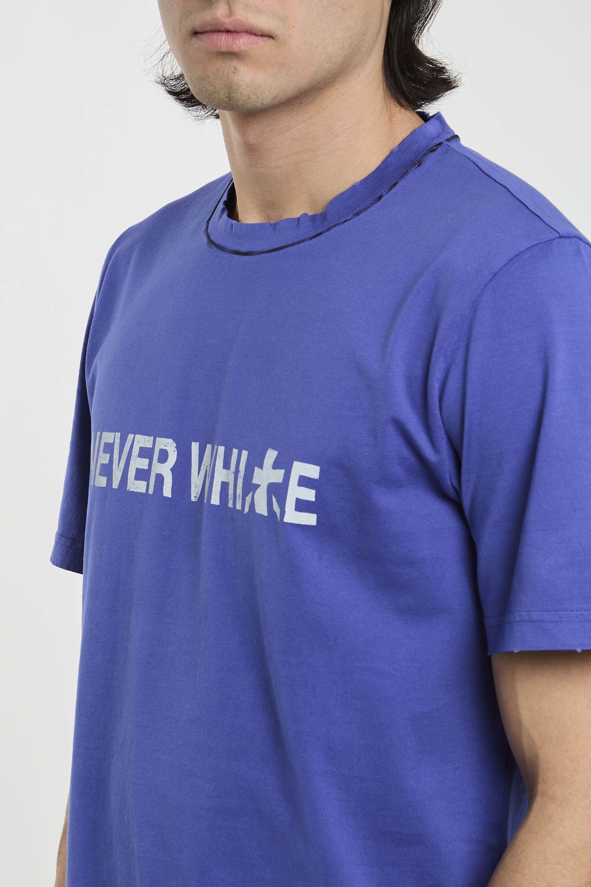 Premiata T-shirt 'Never White' Cotton Blue-2