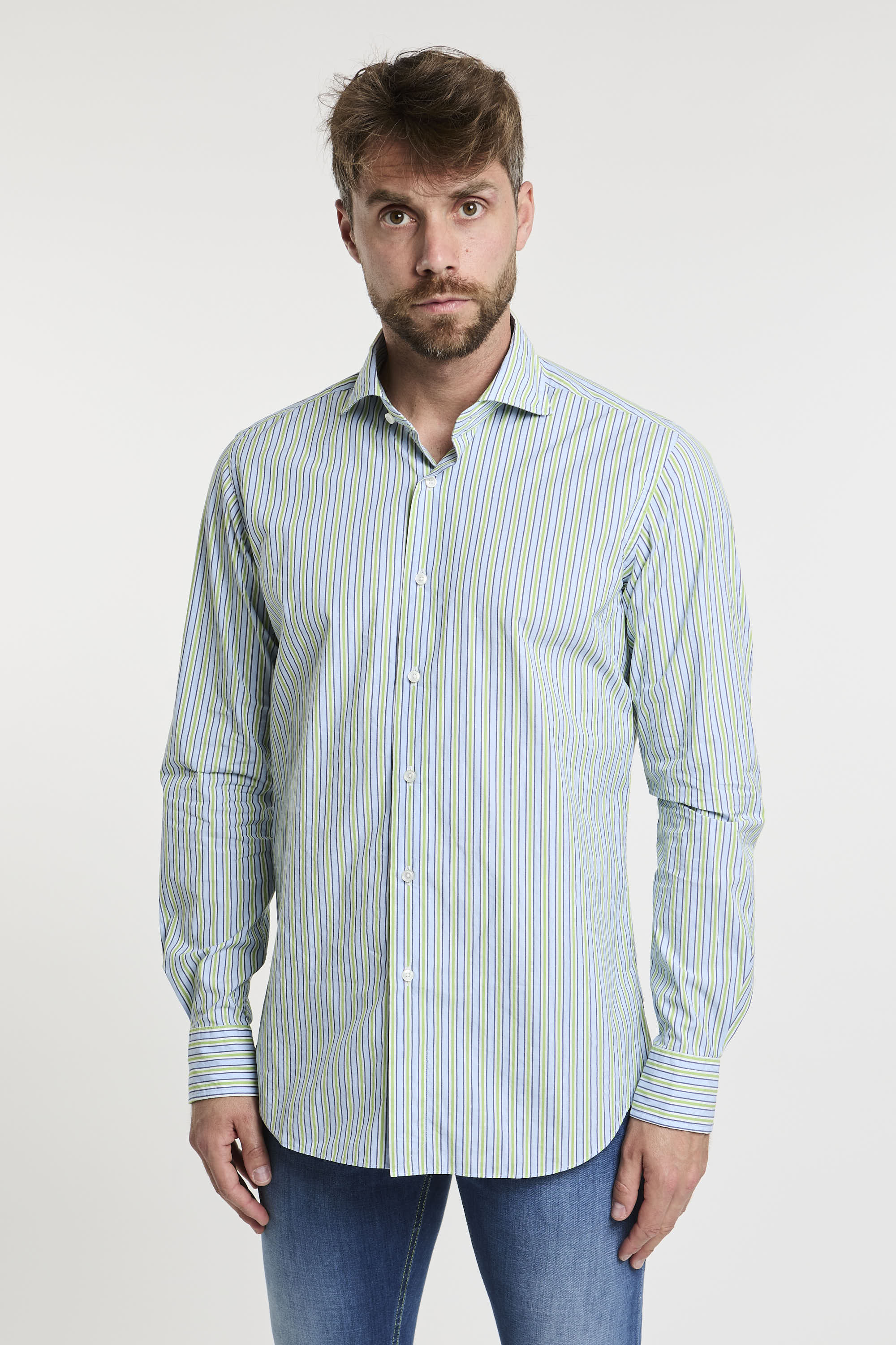 Xacus Blue Striped Cotton Shirt-3