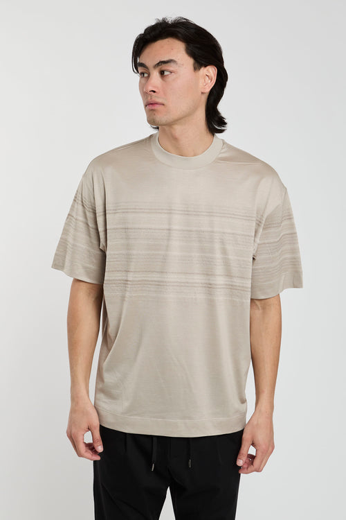 Emporio Armani Silver T-Shirt in Cotton and Lyocell Blend Jersey