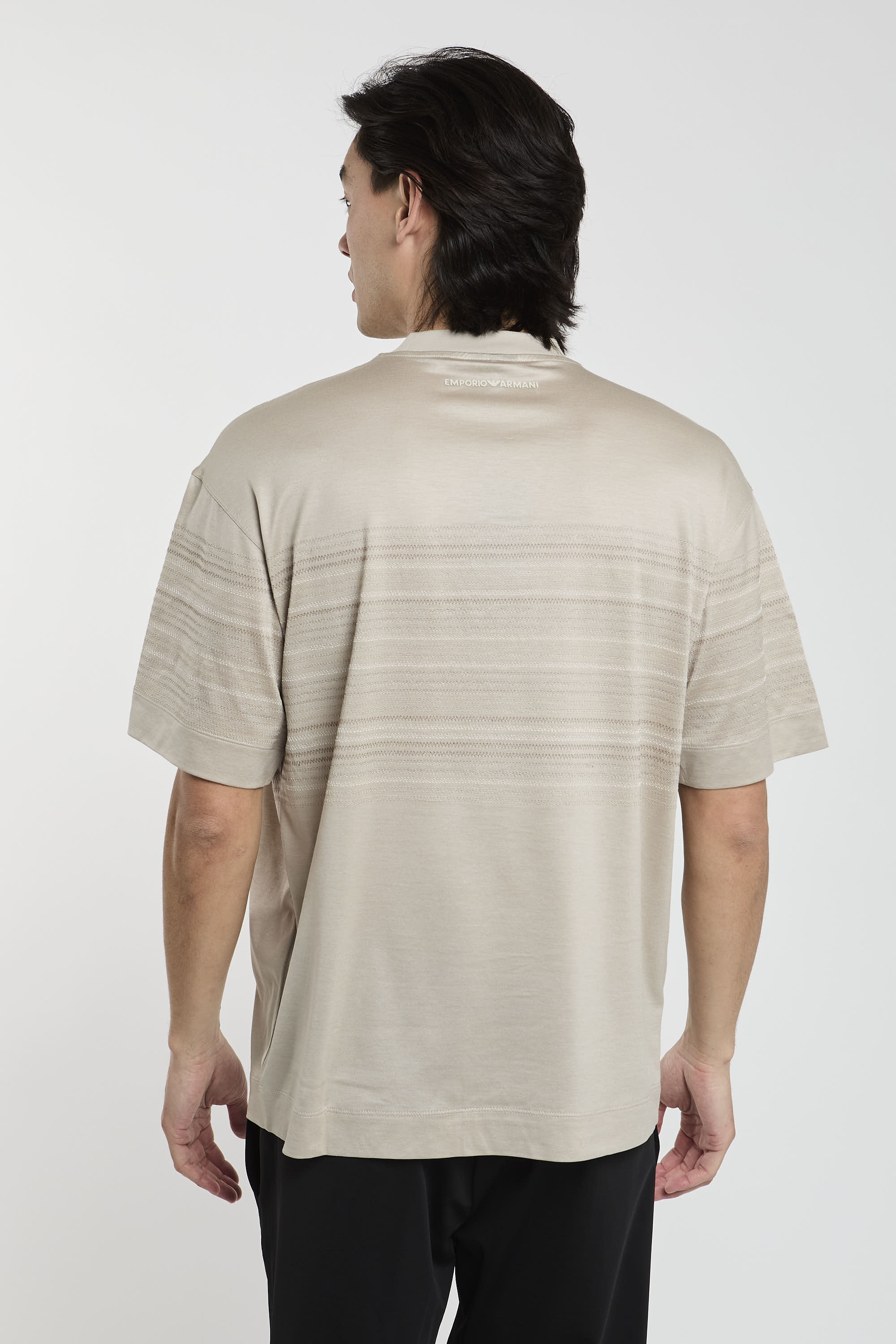 Emporio Armani T-Shirt Silber aus Baumwollmix und Lyocell-Jersey-4