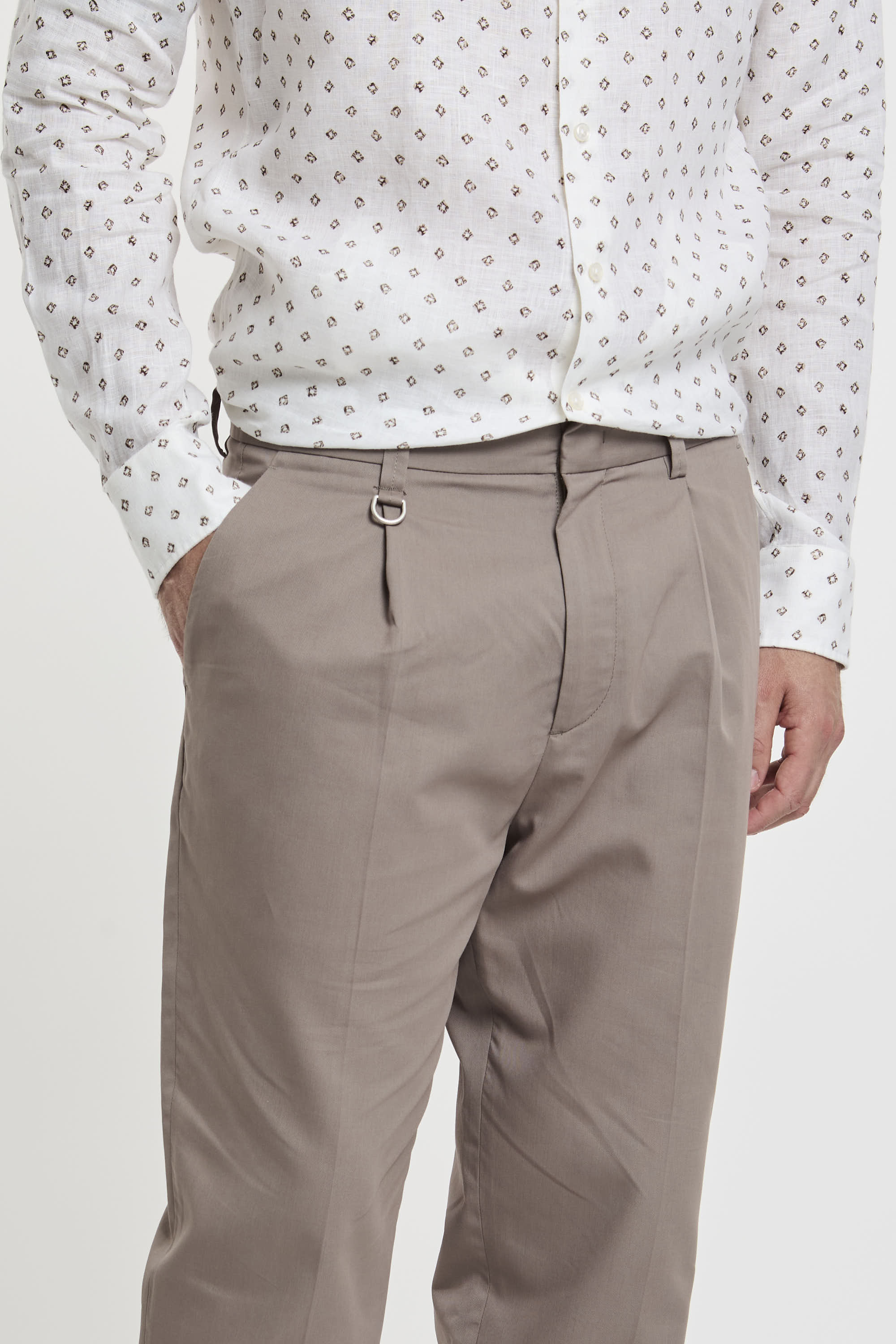 Paolo Pecora Cotton Blend Chino Trousers in Taupe-4