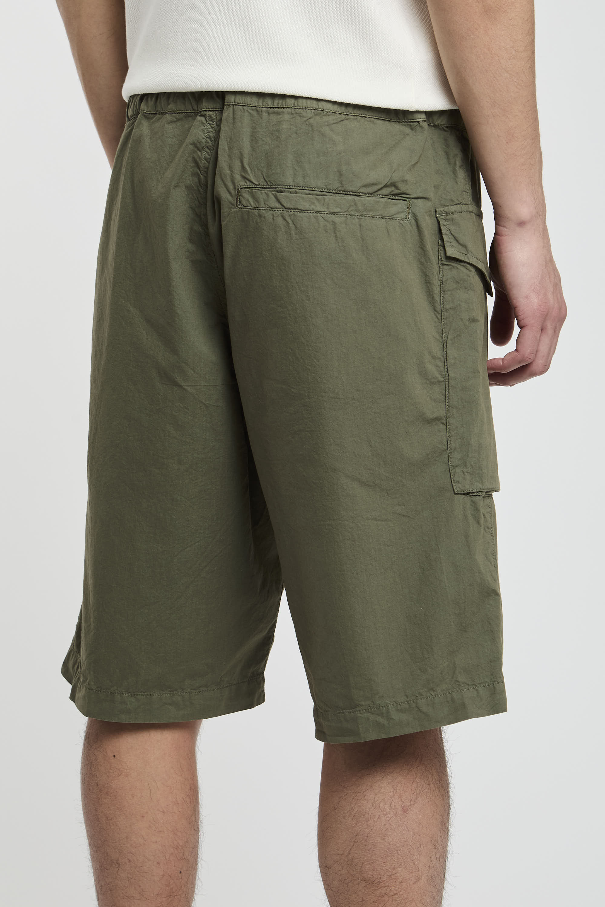 Aspesi Green Military Cotton Cargo Bermuda Shorts-6