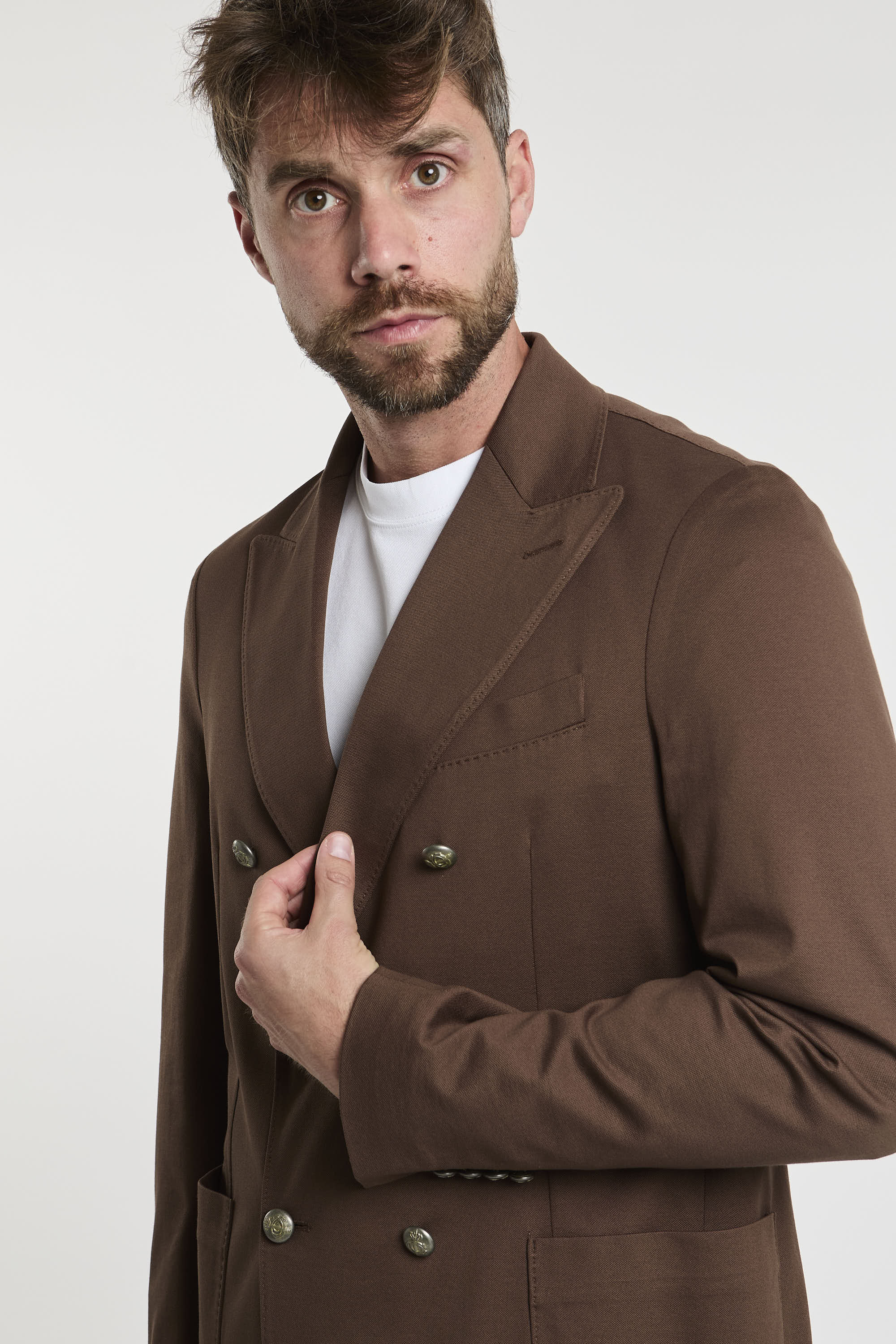 Circolo 1901 Double-breasted Brown Cotton Jacket-4