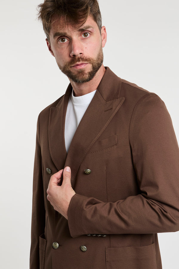 Circolo 1901 Double-breasted Brown Cotton Jacket - 4