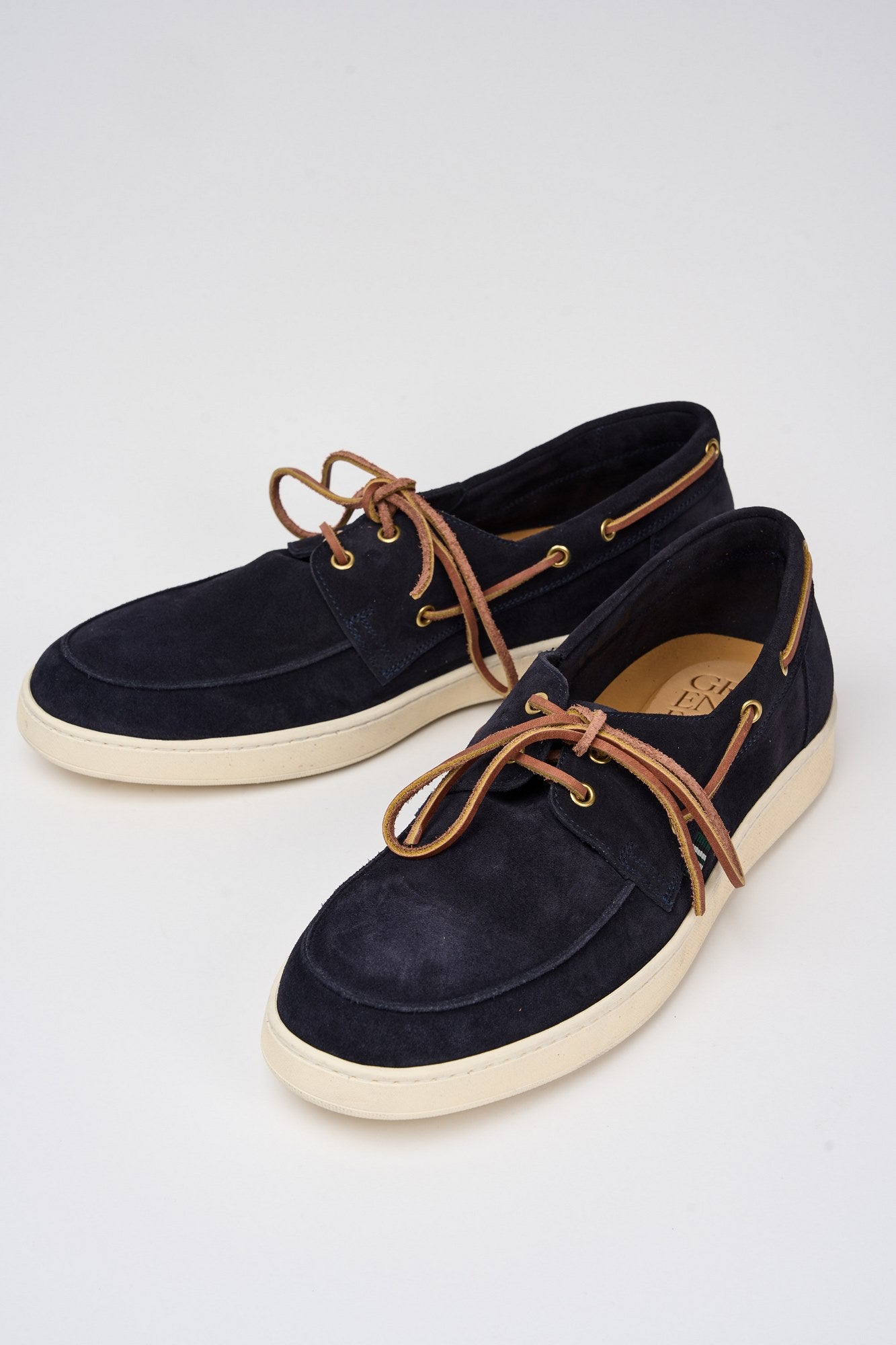 Green George Boat Moccasin Blue Suede-5