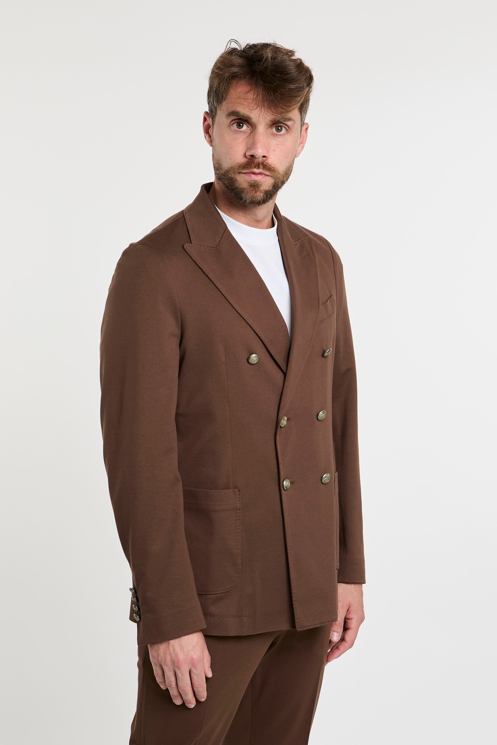 Circolo 1901 Double-breasted Brown Cotton Jacket-3