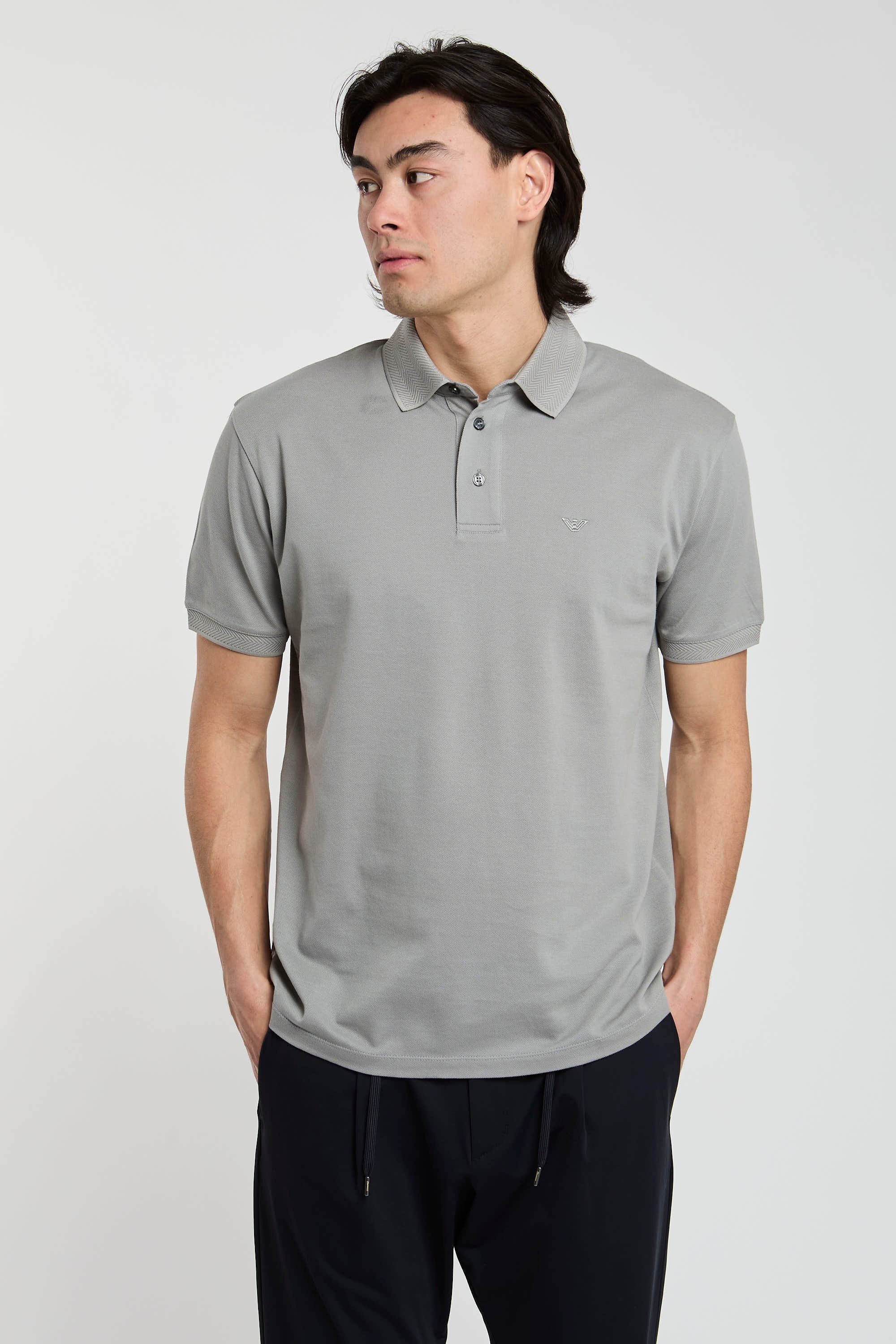 Emporio Armani Mercercized Grey Polo Shirt-3