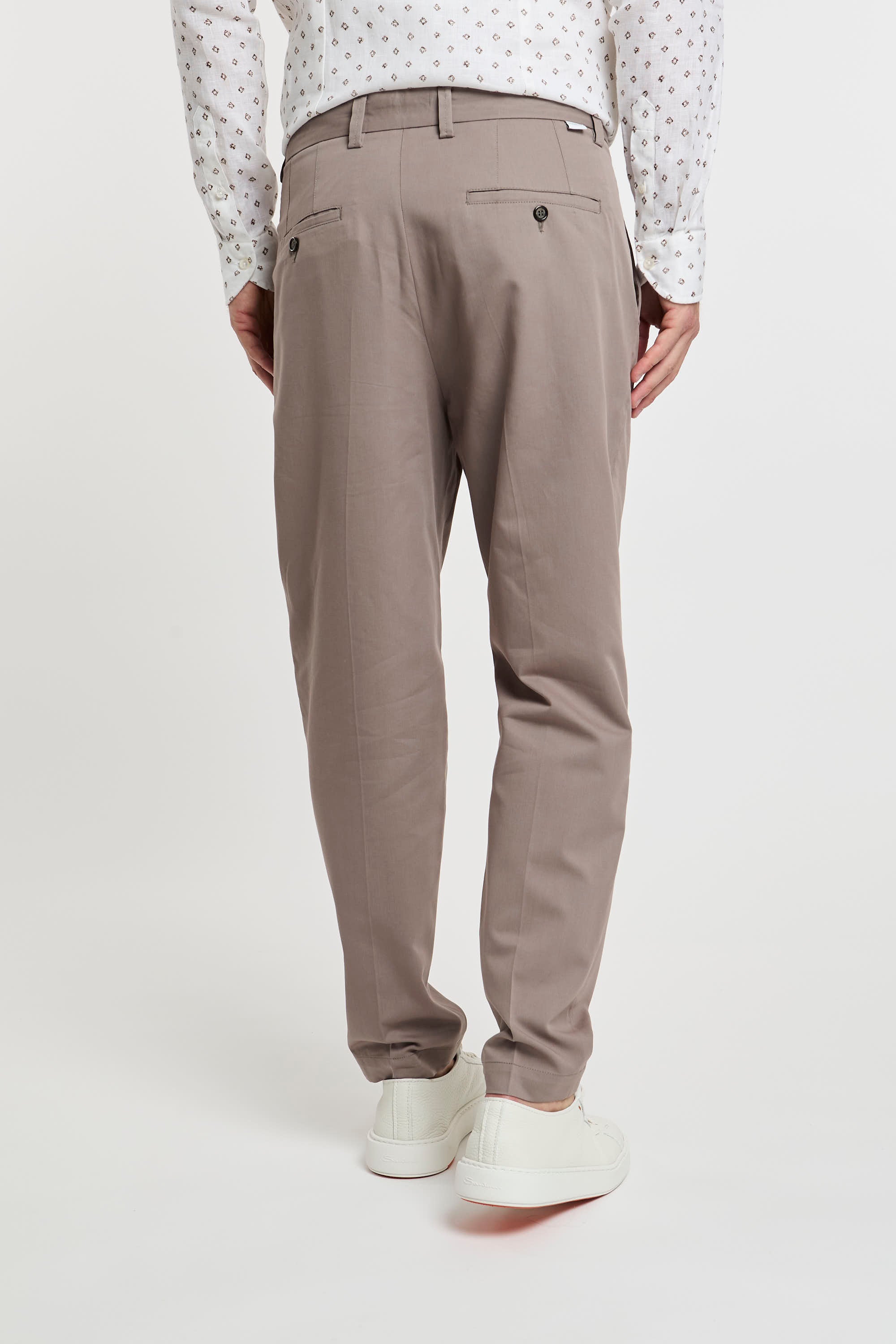 Paolo Pecora Cotton Blend Chino Trousers in Taupe-5
