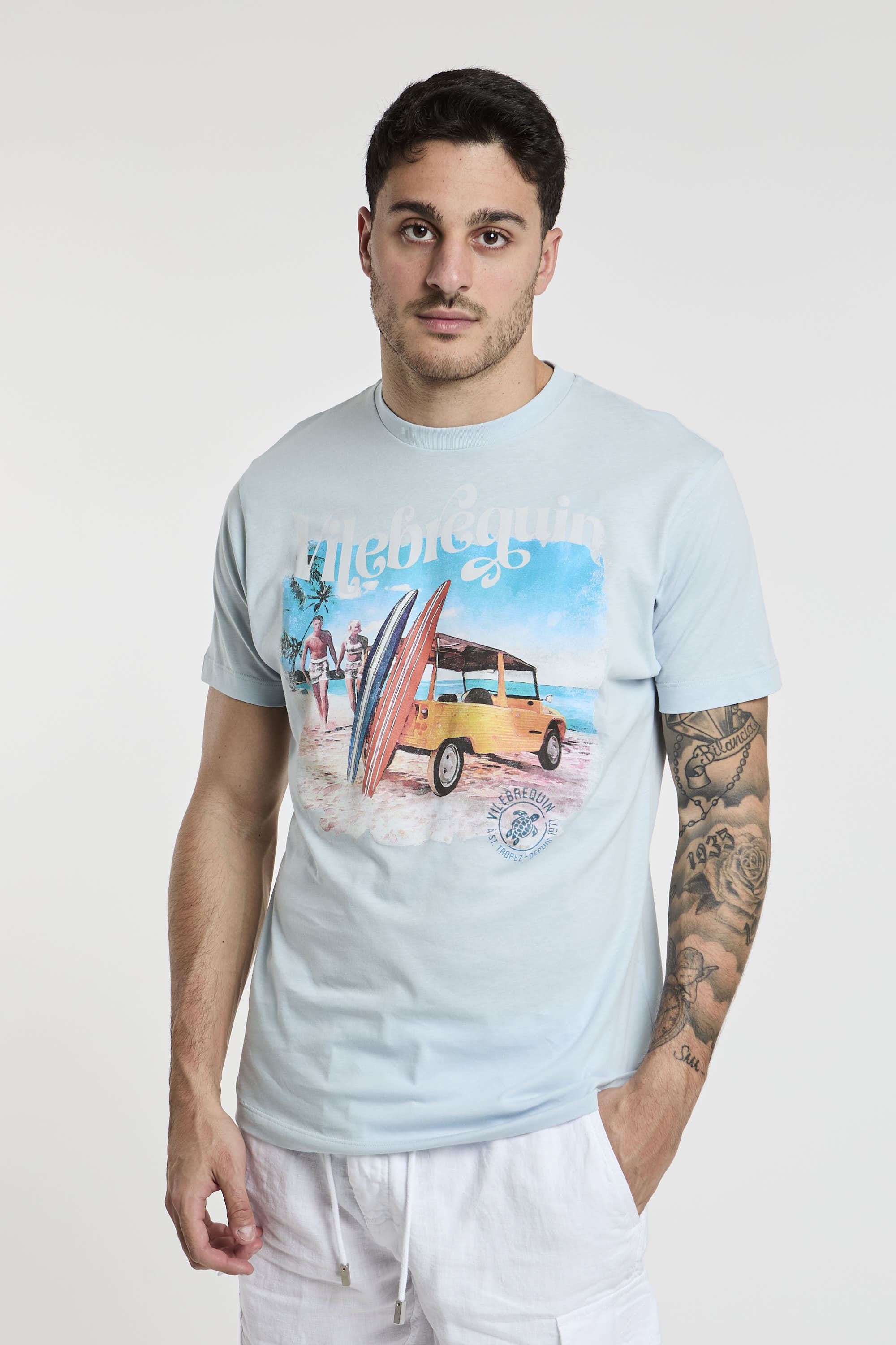 Vilebrequin T-Shirt Druck Baumwolle Blau-1